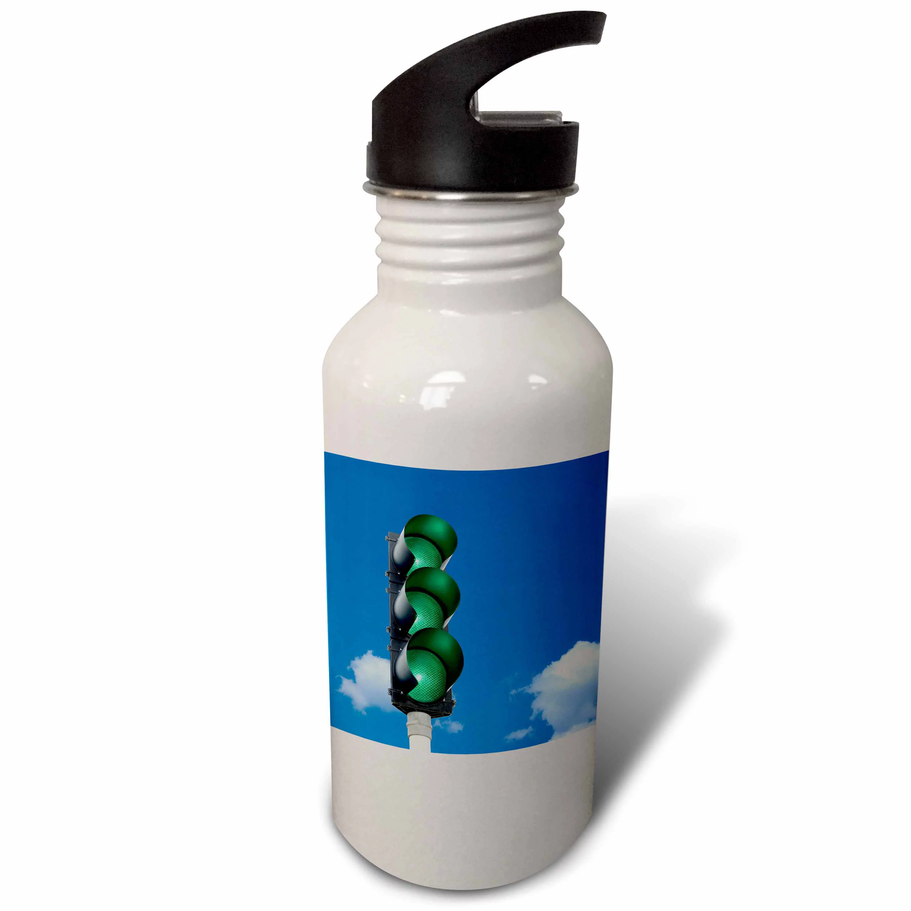 Green traffic light lights three concept sky blue 21 oz Sports Water Bottle wb-155083-1