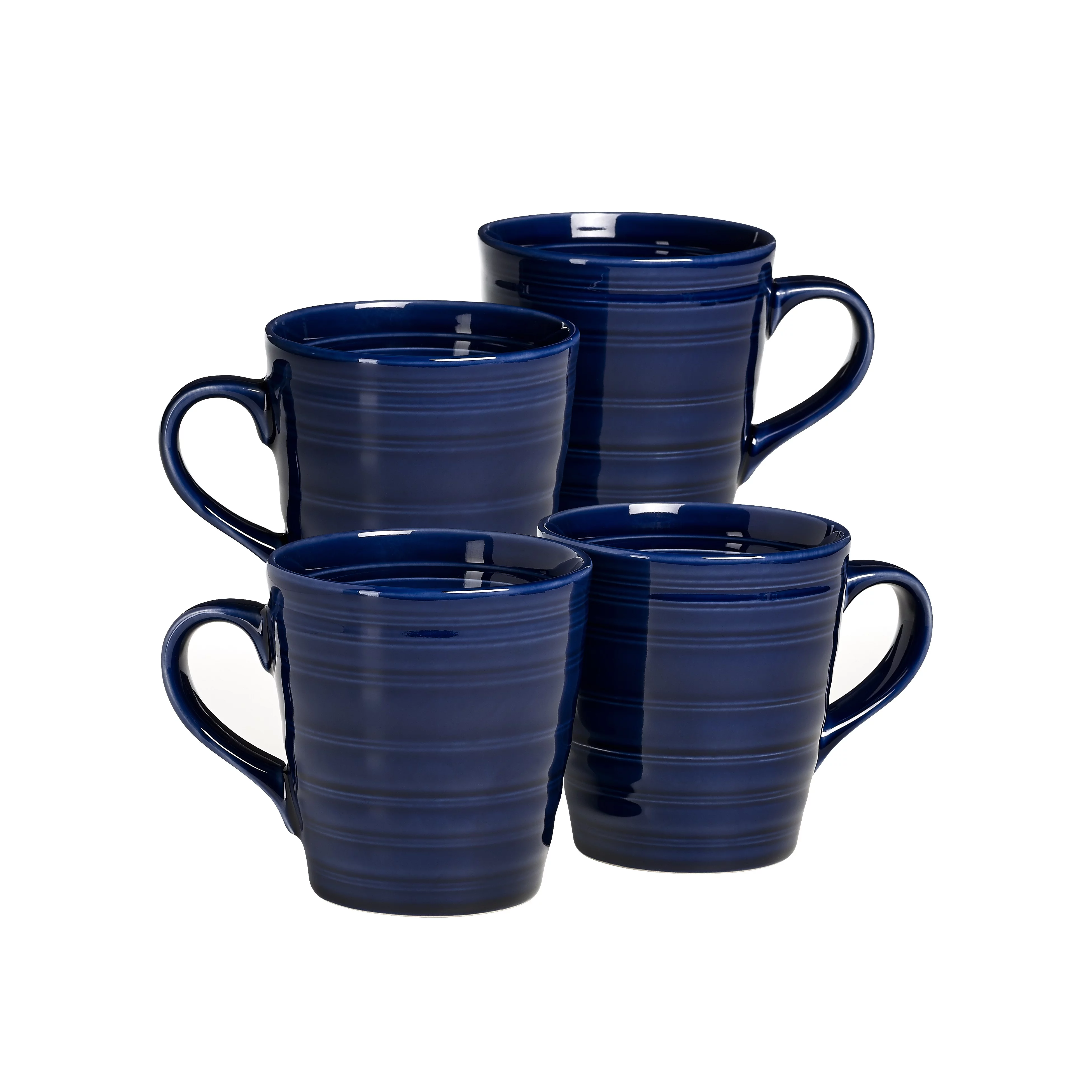 Woven Paths Farmhouse Style Mugs, Blue, Set of 4