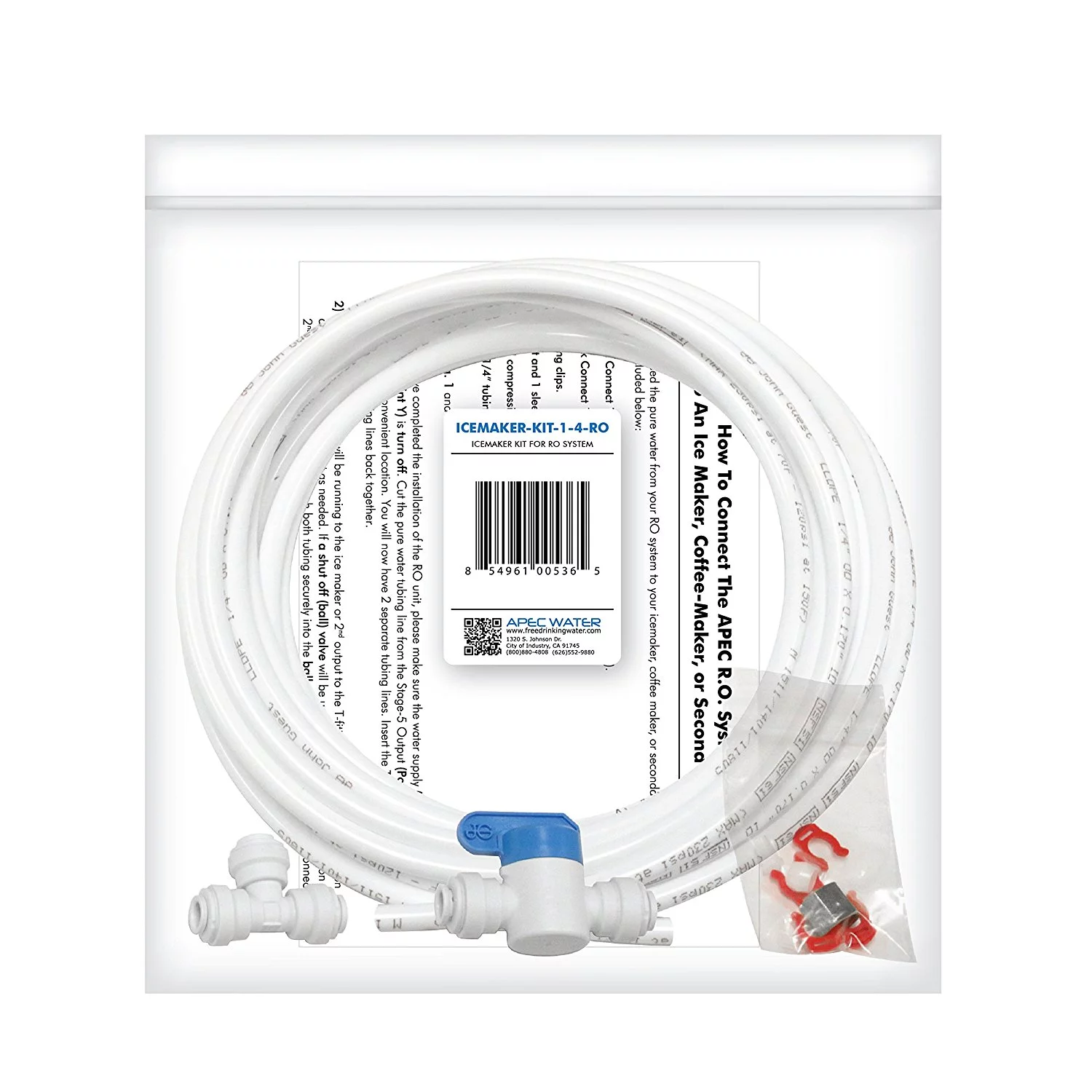 APEC ICEMAKER-KIT-1-4-RO Ice Maker Kit for Reverse Osmosis Systems, Refrigerator & Water Filters