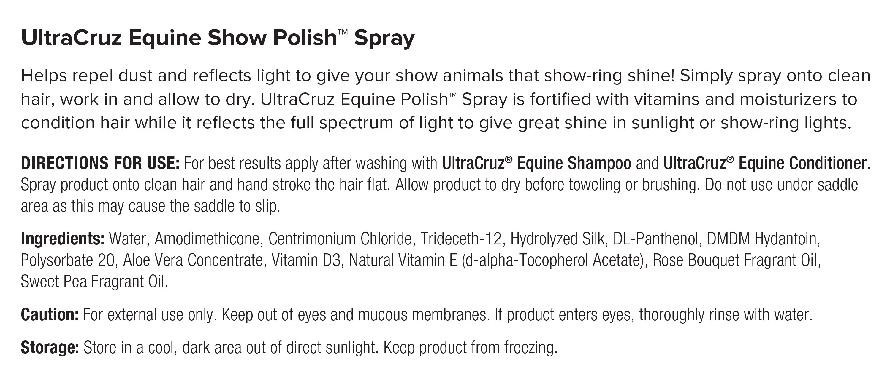 UltraCruz Equine Bright White Horse Shampoo, Conditioner and Show Polish Bundle, 32 oz Each