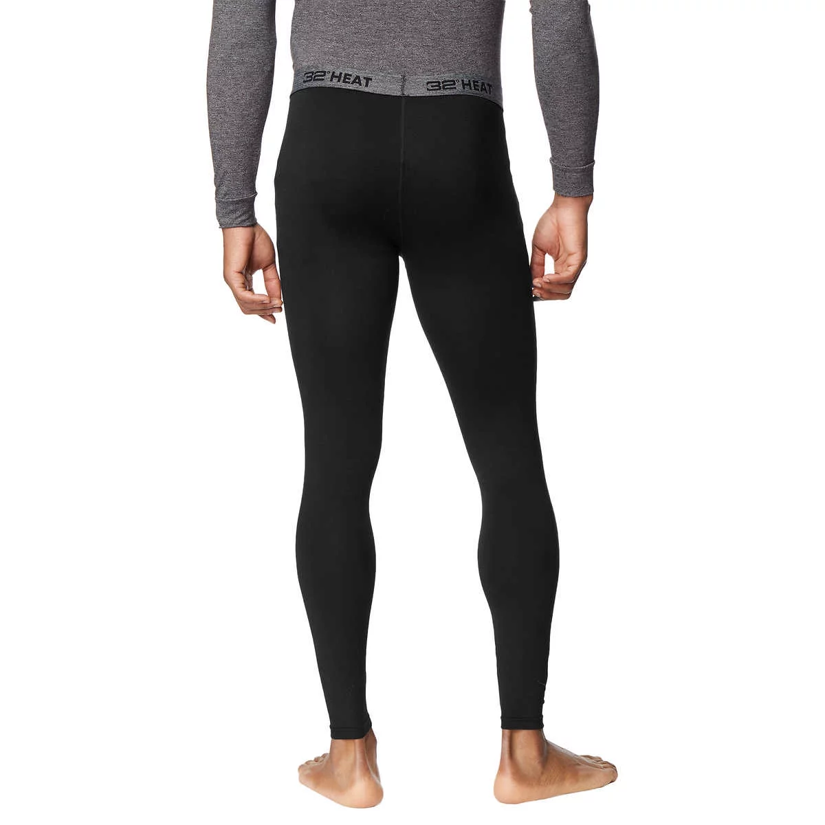 32 Degrees Black Men's Heat Pant, 2-pack (Large)