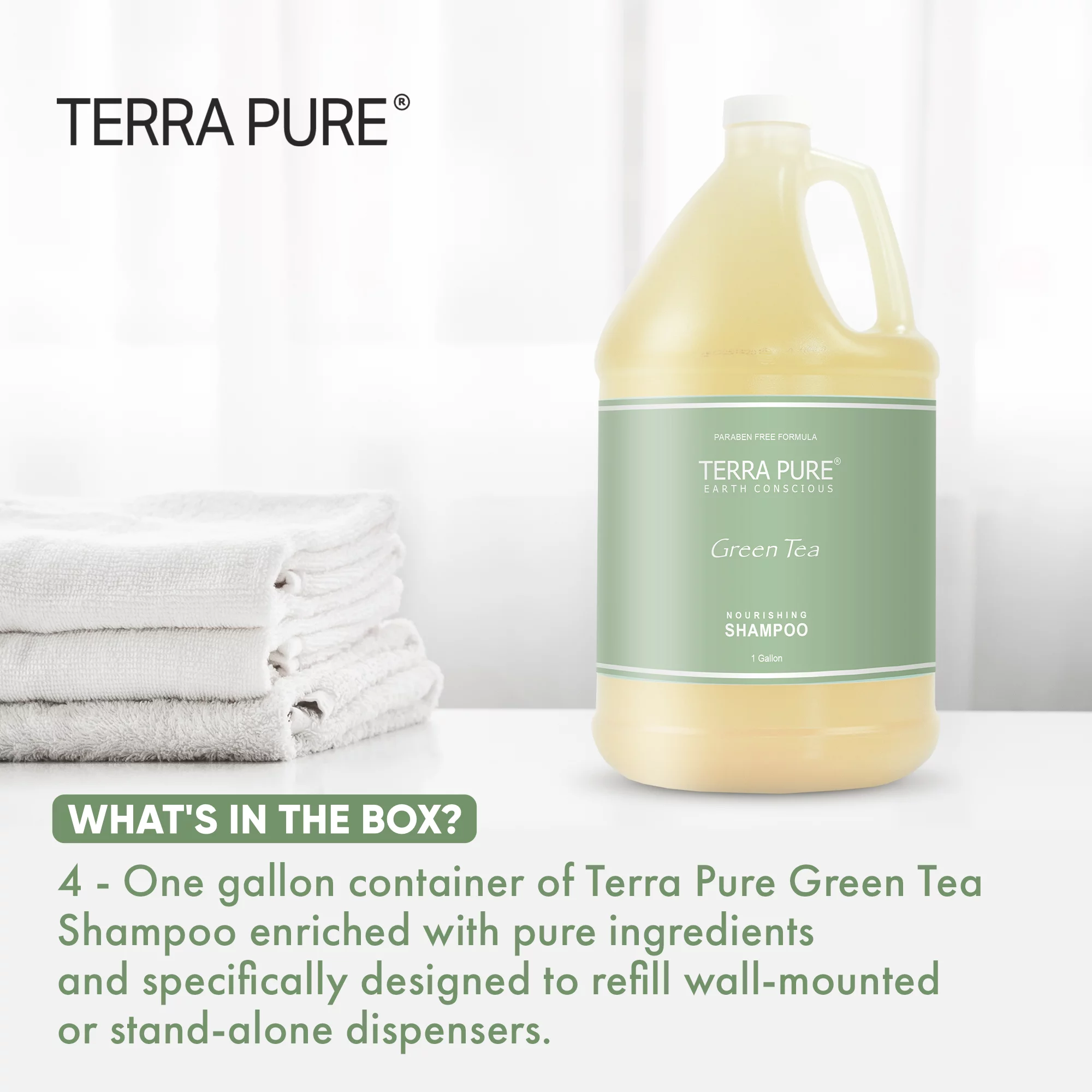 Terra Pure Hotel Shampoo | 1 Gallon | For Hospitality & Vacation Rentals to Refill Dispensers | (Single Gallon)