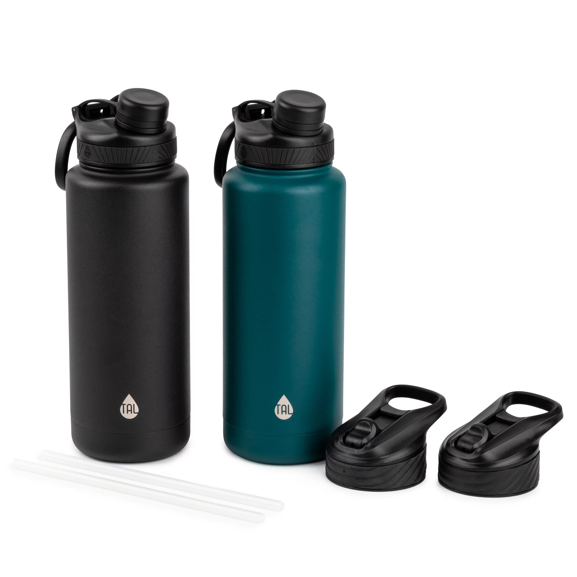 TAL Stainless Steel Ranger Water Bottle 40 fl oz, Black & Navy 6-Piece Set