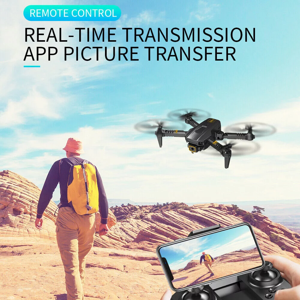 JahyElec 2023 RC Drone With 4K HD Dual Camera WiFi FPV Foldable Quadcopter +3 Battery