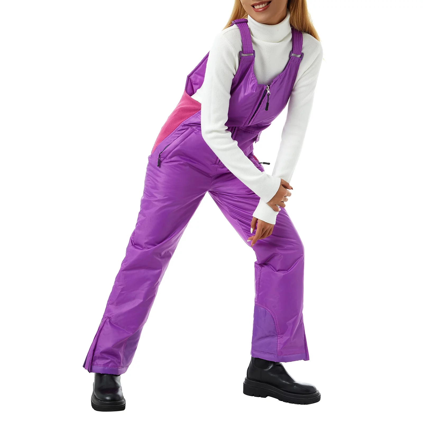 Women's Suspender Bibs Winter Snow Suit Waterproof Jumpsuit Straps Overalls Ski Sleeveless Playsuit Insulated Softshell Pants