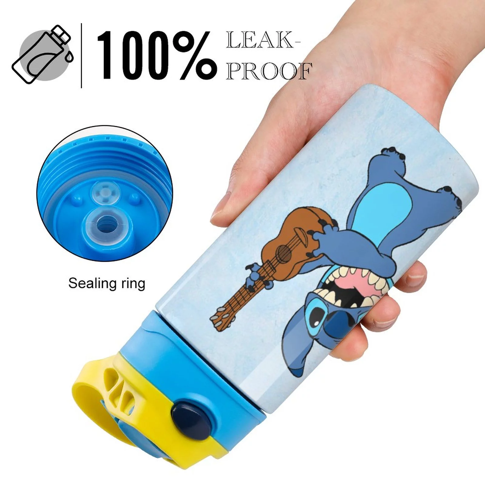 Fictional Stitch Music Children's Water Bottle Vacuum Insulated Stainless Steel Cup With Straw Toddler Thermoses