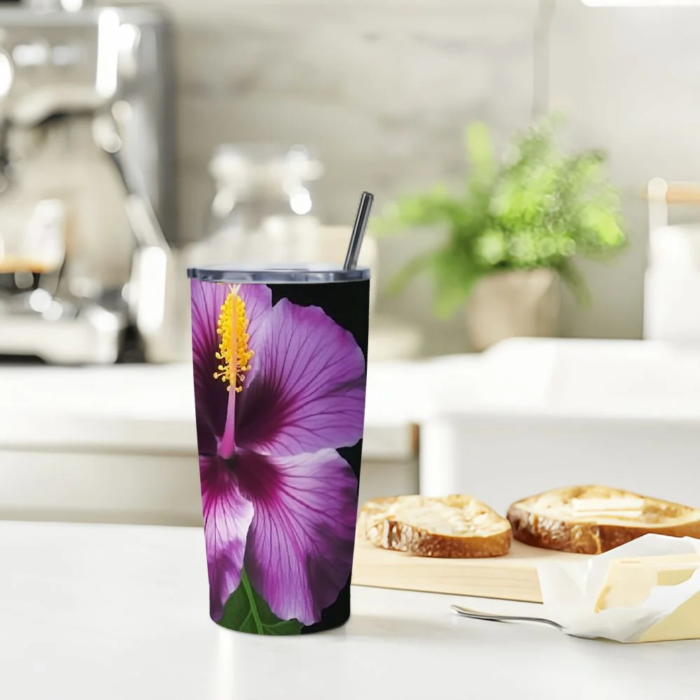 Shangniulu Hibiscus Funny Tumbler Stainless Steel Coffee Mug Insulated Travel Car Cup with Straw and Lid Water Bottle 20 Oz