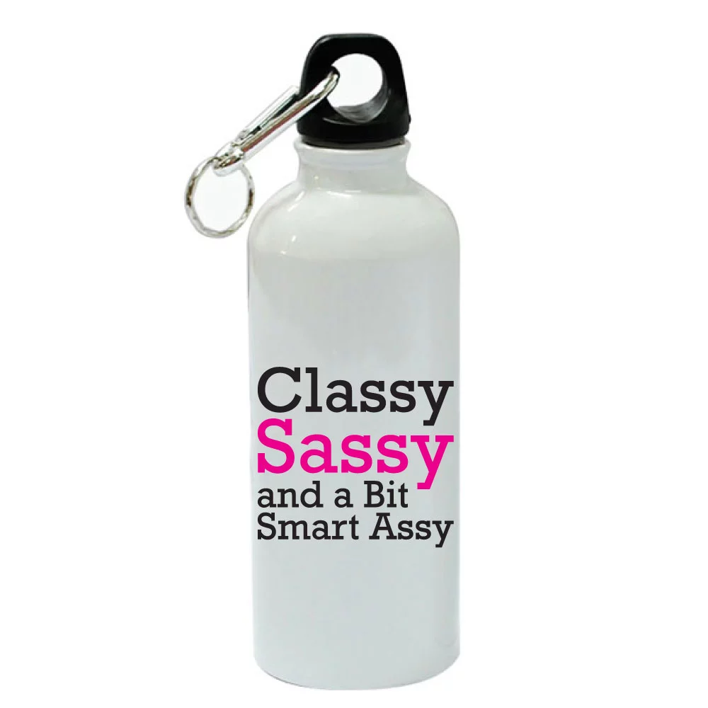 Classy Sassy and A Bit Smart Assy White Aluminum Sports 20 oz Water Bottle