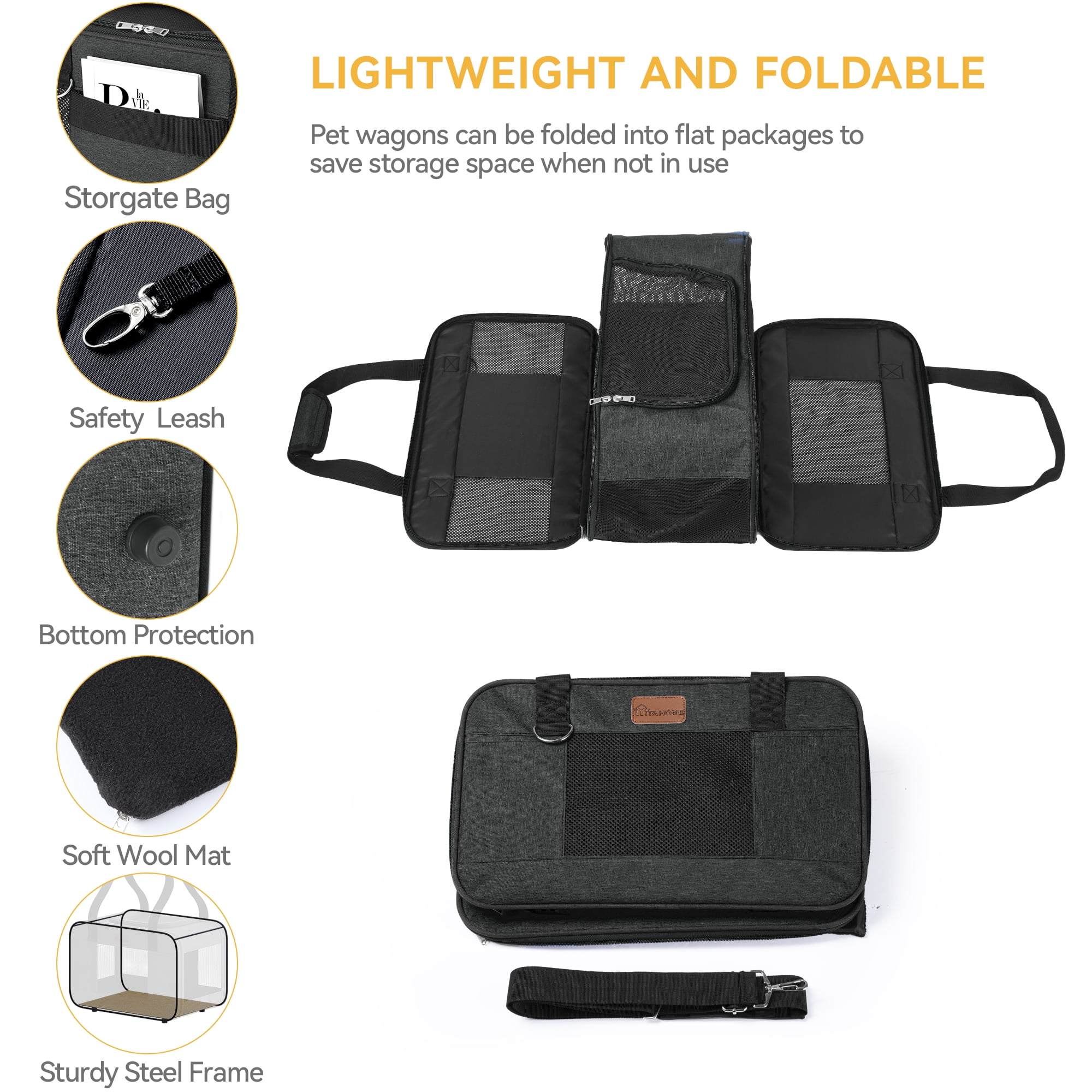 Dextrus Airline Approved Pet Carrier for Cats&Small Dogs, Collapsible and Breathable Cat Travel Bag Up to 16lbs with 5-Sided Ventilation, Bottom Protection and Washable Liner-17