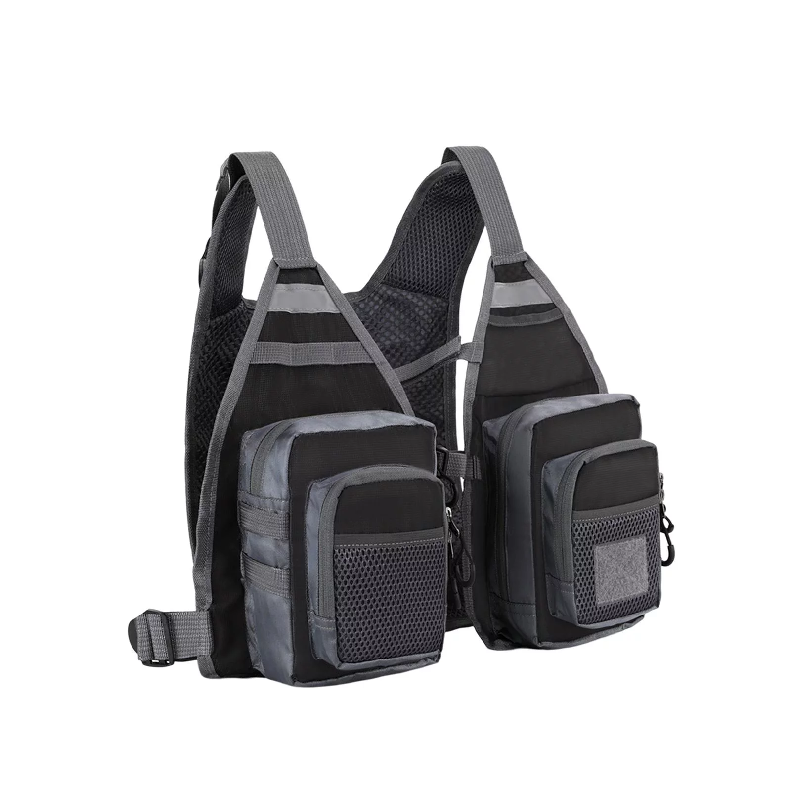 Fly Fishing Vest Mesh Fishing Vest Multi Pockets Sleeveless Jacket Waistcoat Portable Fishing Jacket Waistcoat Jacket for Climbing Hiking Black