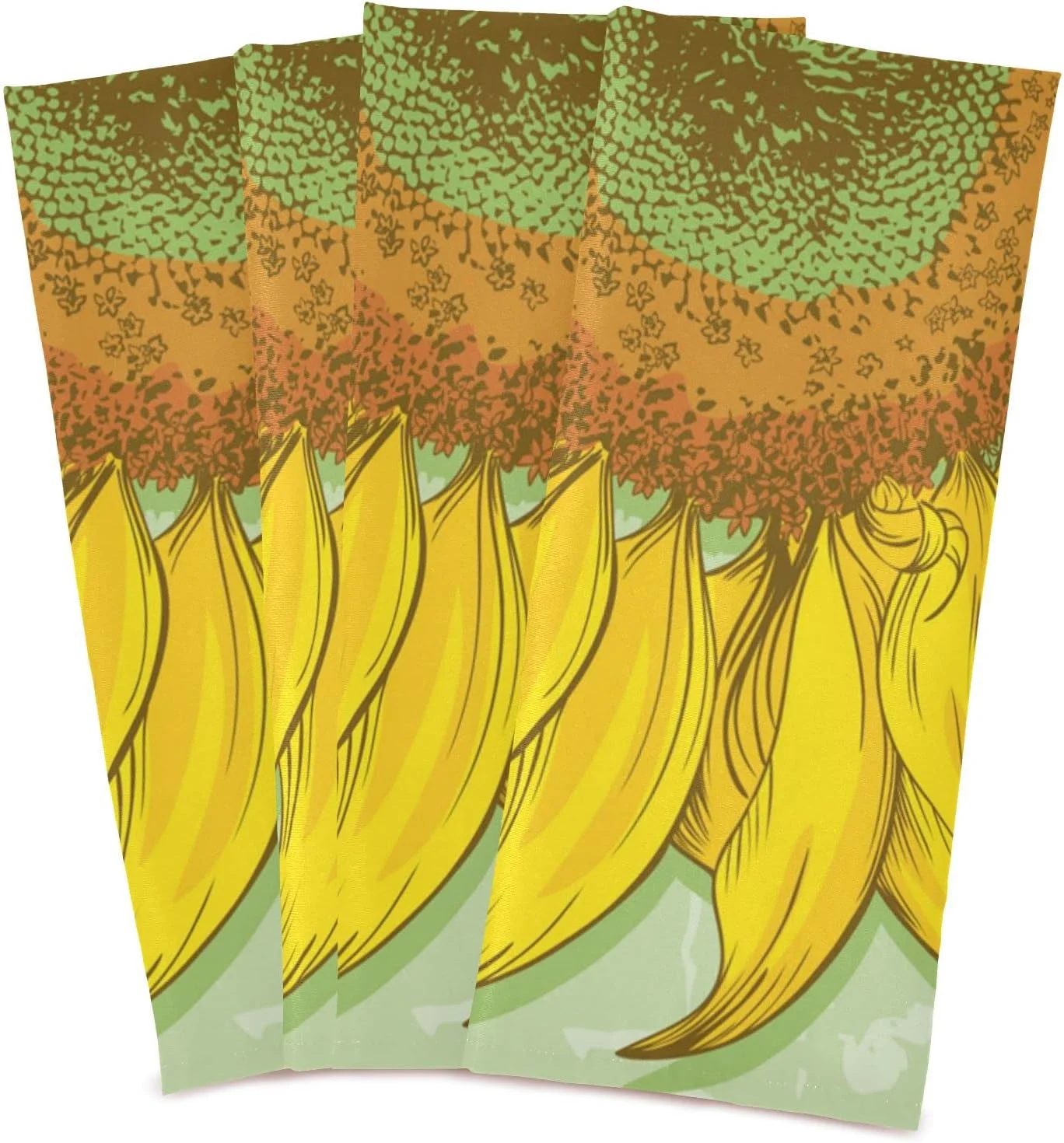 Coolnut Vintage Sunflower Kitchen Towels Set of 4 Dishcloths Hand Towels Tea Towels Ultra Absorbent for Cleaning Washing Drying Dishes Tableware 28'' x 18''