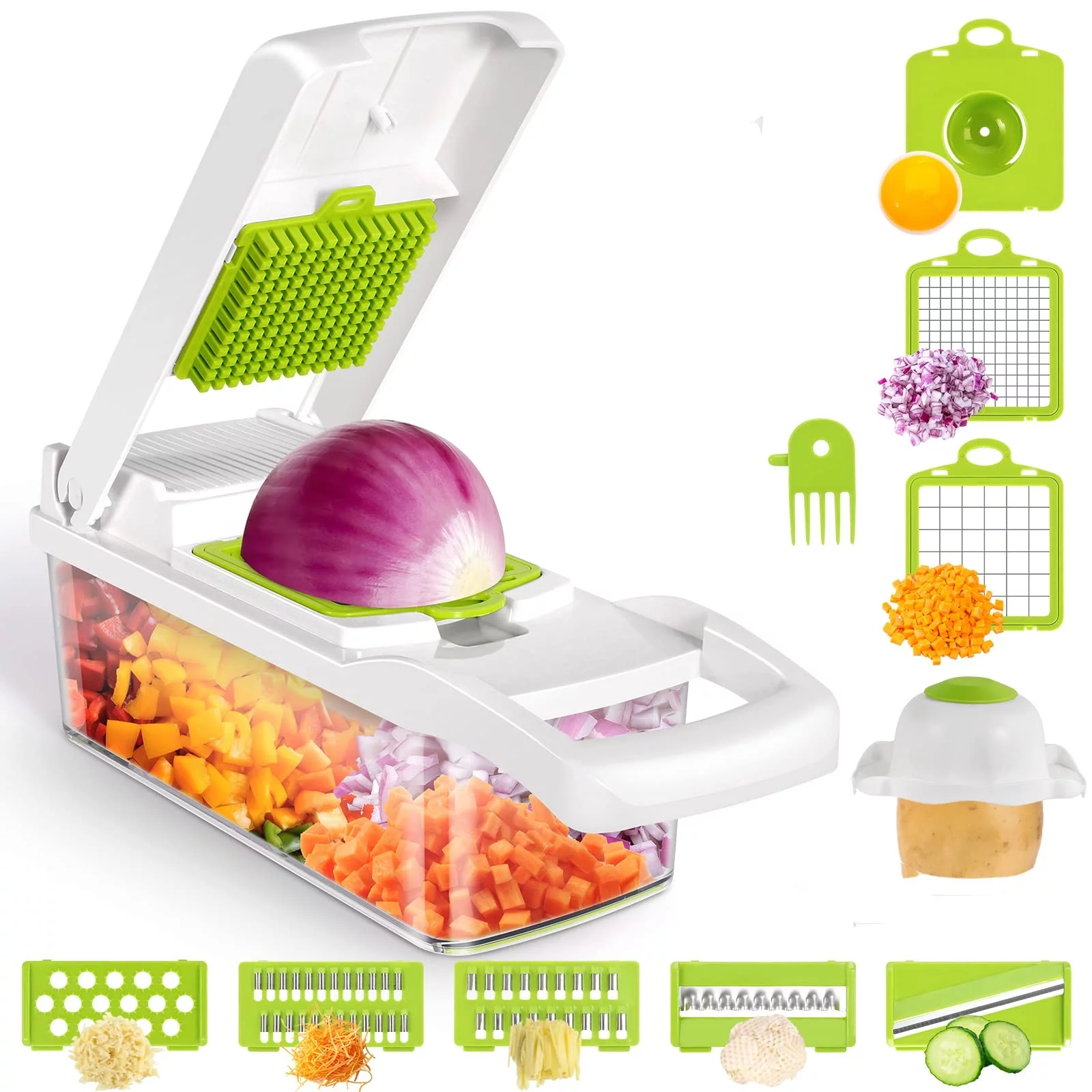 IMMEKEY Vegetable Chopper, 13 in 1 Kitchen Mandoline Slicer Food Chopper