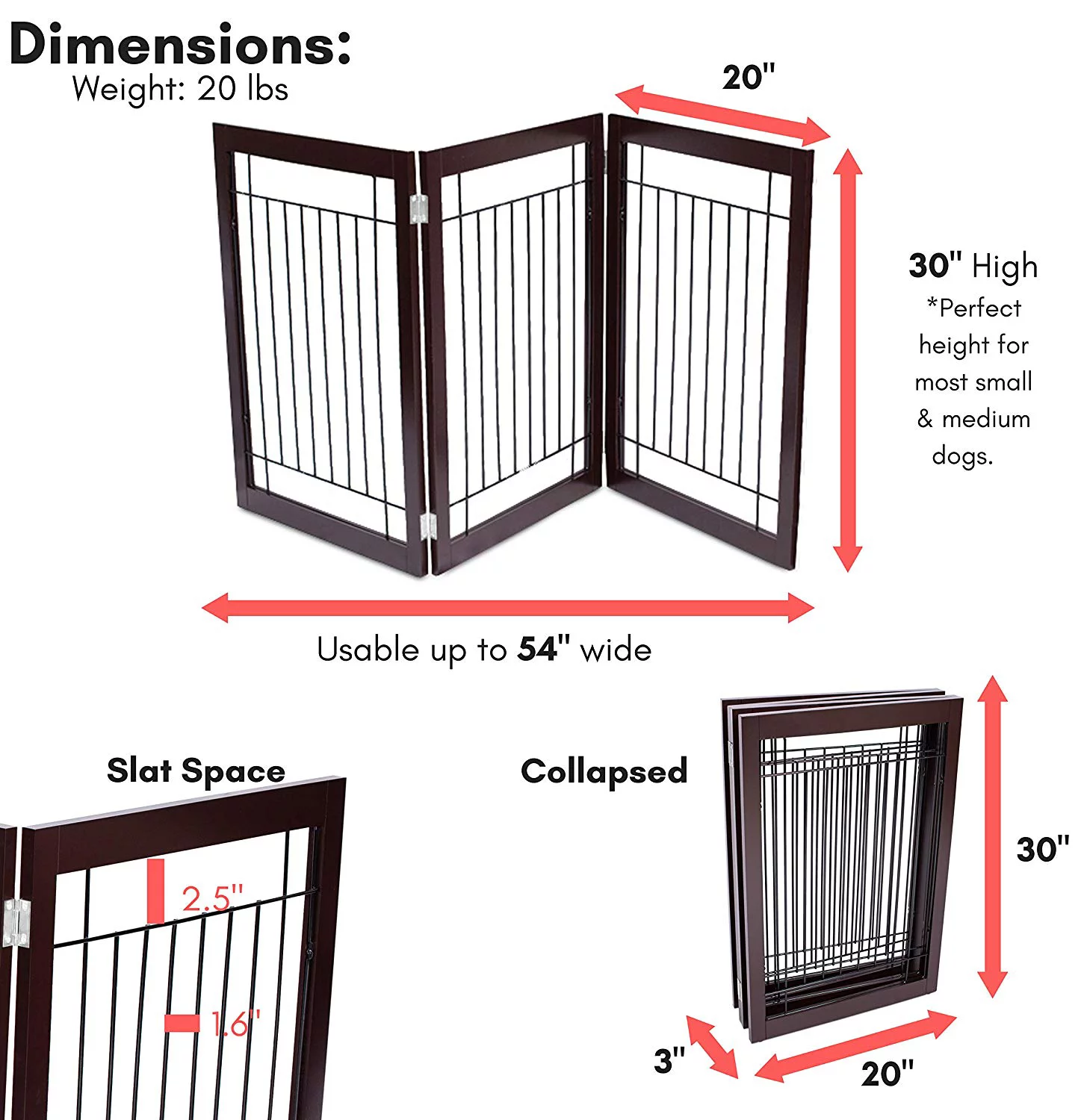 Internet's Best Traditional Wire Dog Gate - 3 Panel - 30