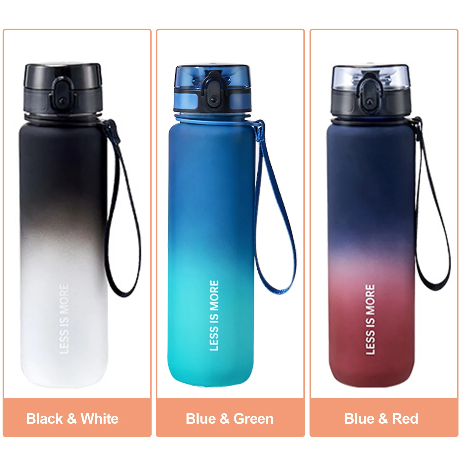Dcenta 500ml/1000ml Motivational Sports Water Bottle with Time Marker Leakproof Drinking Bottle for Fitness Gym Cycling Running Hiking Camping Traveling