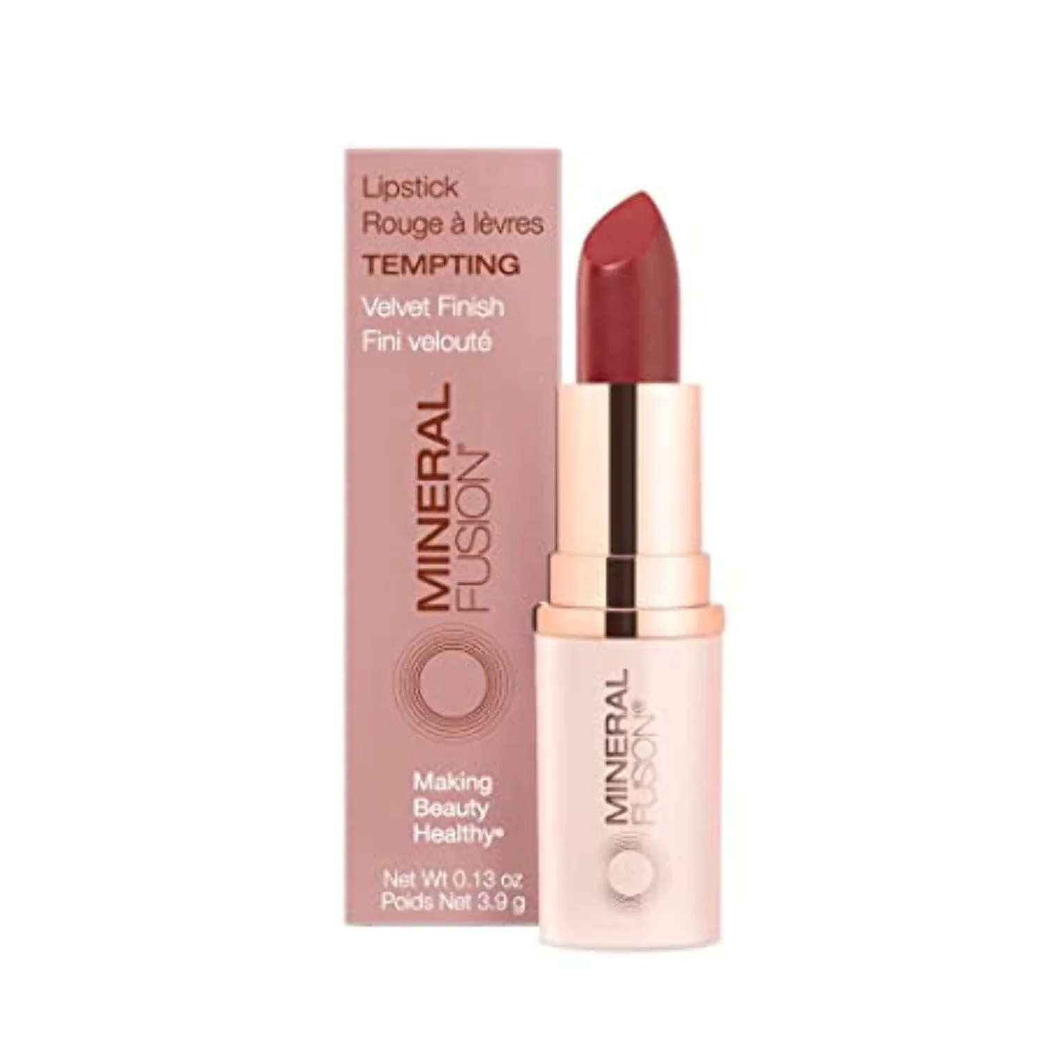 Mineral Fusion Lipstick Tempting, Deep Red, 0.13 oz, Smudge-Free, Long Lasting