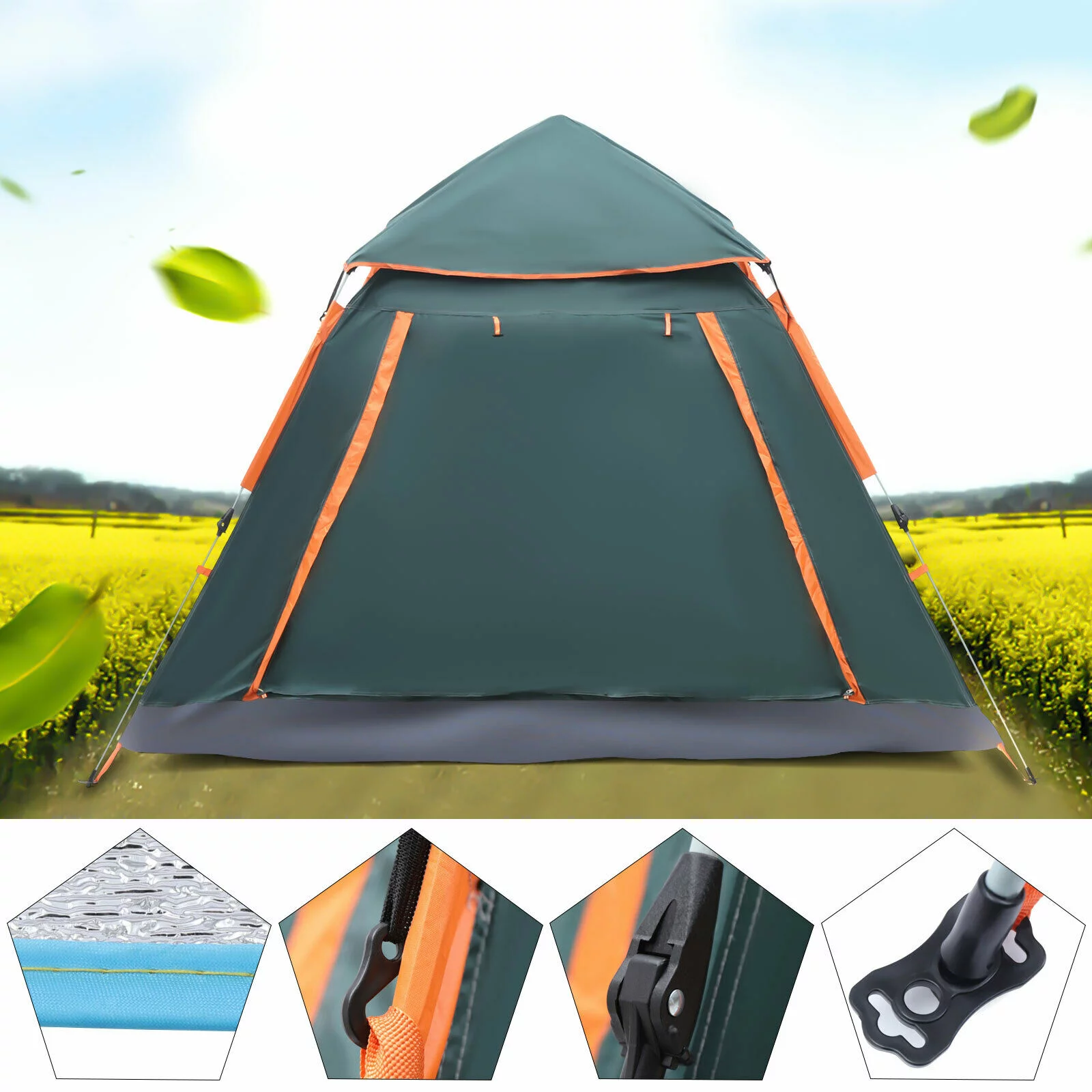 CNCEST 4-5 Person Automatic Pop Up Outdoor Hiking Camping Tent Waterproof UV Protection 4-5 Person