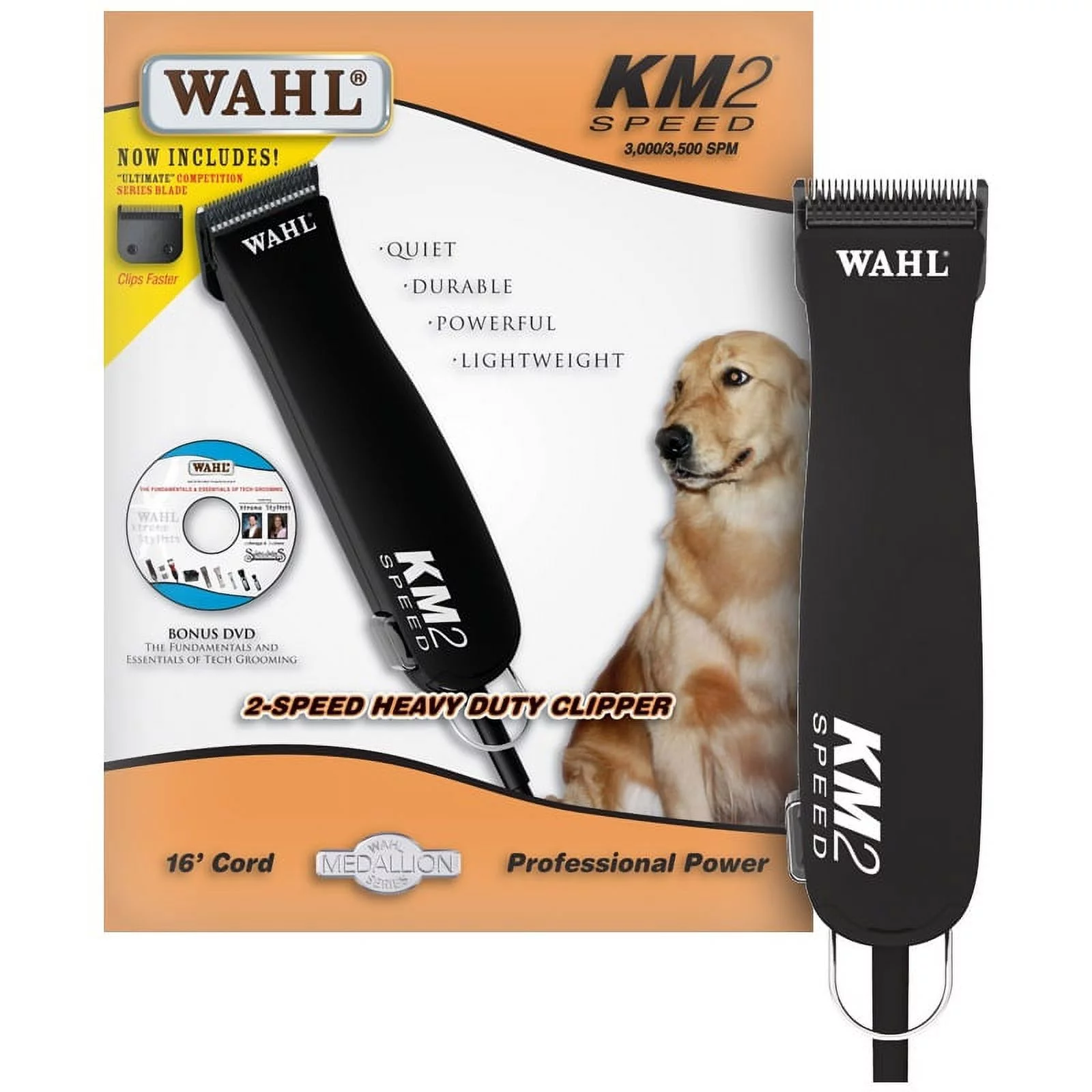 Wahl Professional Animal KM2 2-Speed Pet, Dog, and Horse Clipper Kit (#9757-200)