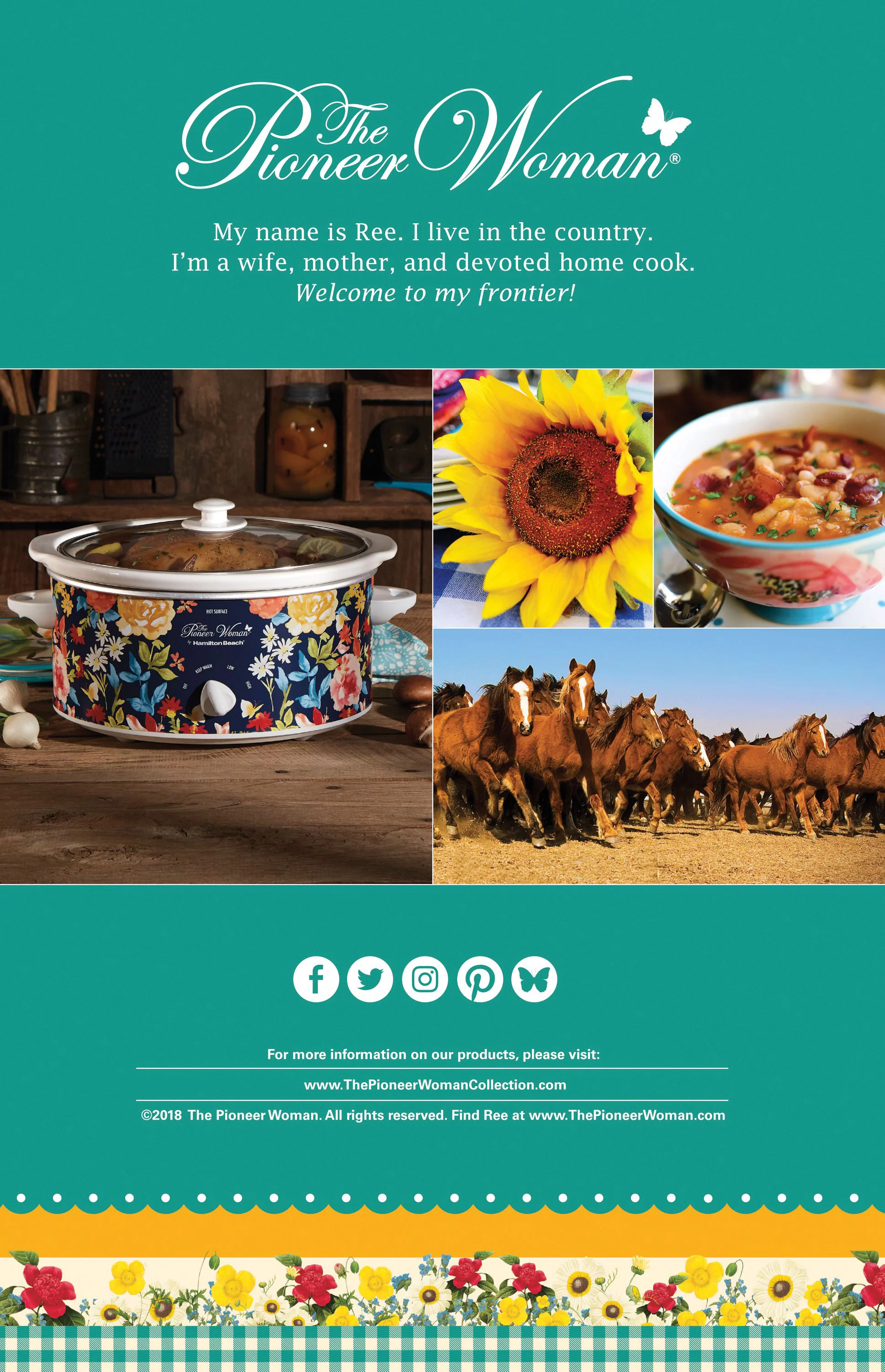 The Pioneer Woman Fiona Floral 5-Quart Portable Slow Cooker