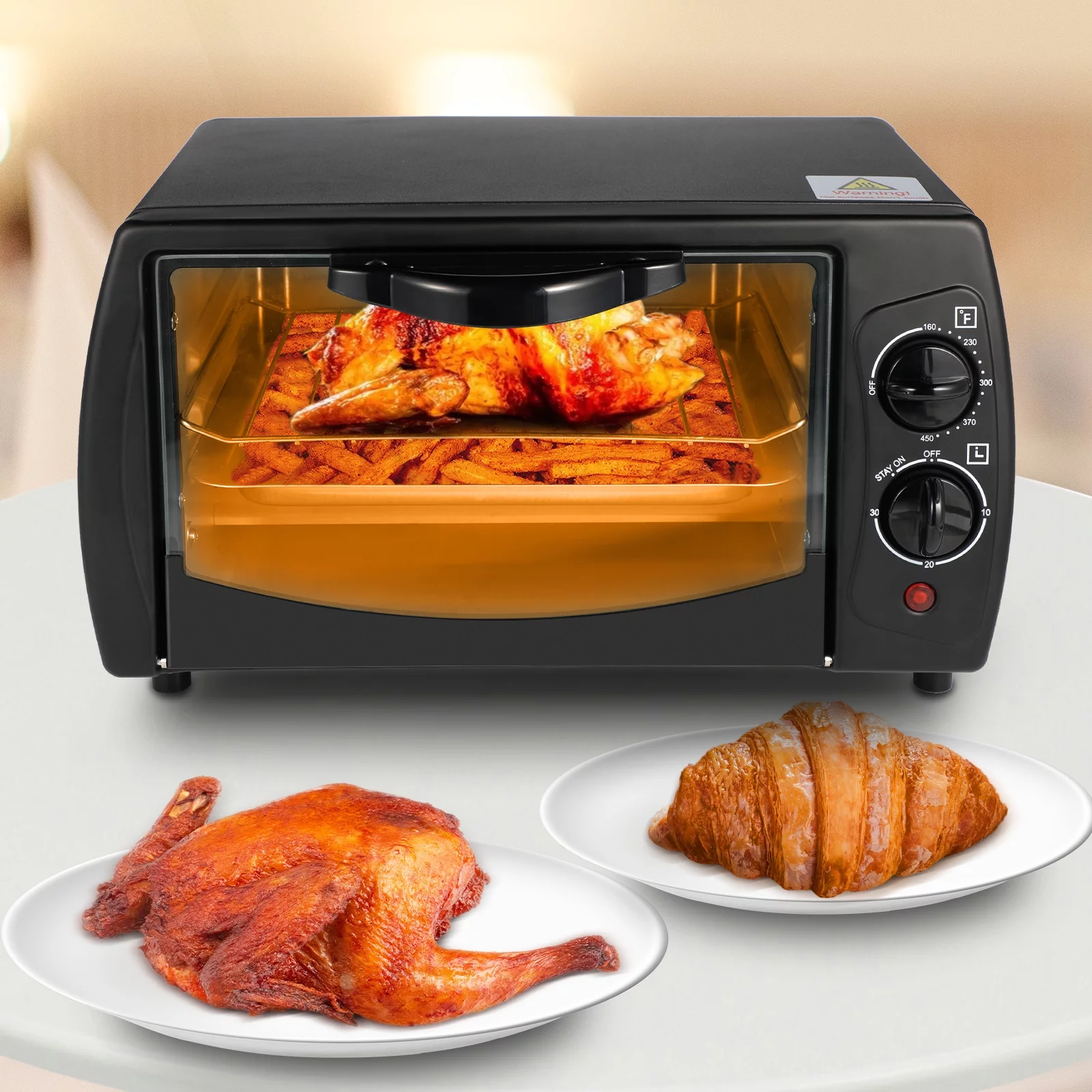 Swonuk 1000 Watt 4 Slice Toaster Oven in Black with Timer
