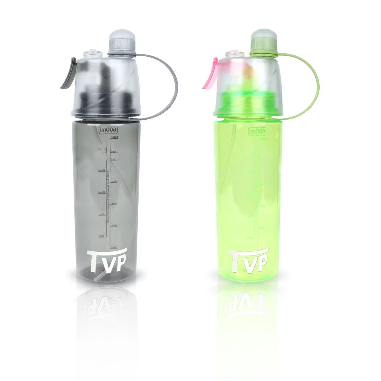 TVP Back to School time Mist n' sip fun Water Bottle for Kids with spraying Nozzel and 100% BPA Free, 20oz (Black, Green)