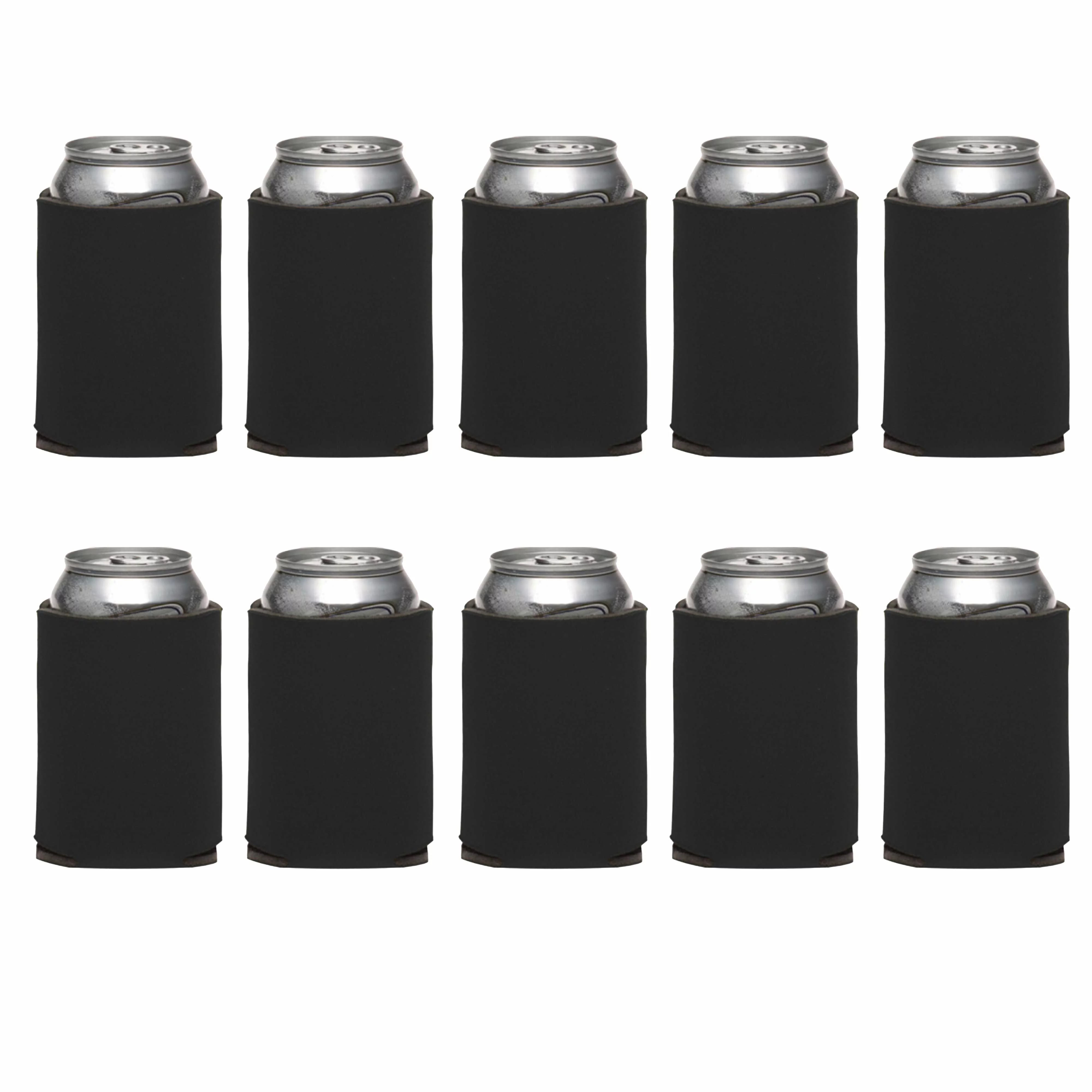 Three Hearts Collapsible Wedding Can Coolers Set of 10, Bulk Pack - Great for Beer, Soda, Other Beverages - Black