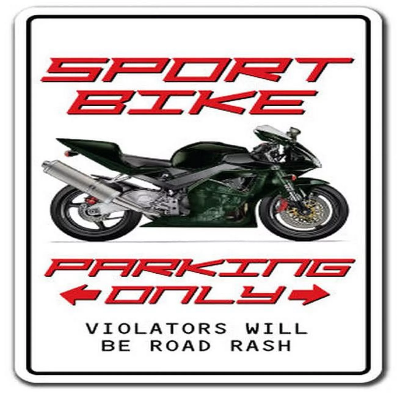 SignMission Z-Sportbike 12 in. Sport Bike Parking Sign - Motorcycle Cycle Rider Biker Helmet