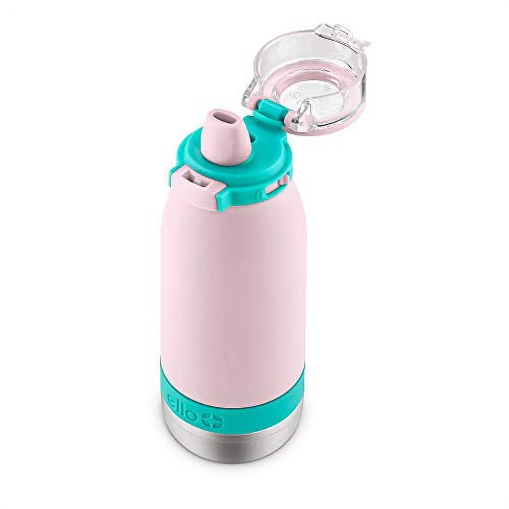 New Ello Emma Vacuum Insulated Stainless Steel Water Bottle with , 14oz, Cotton Candy