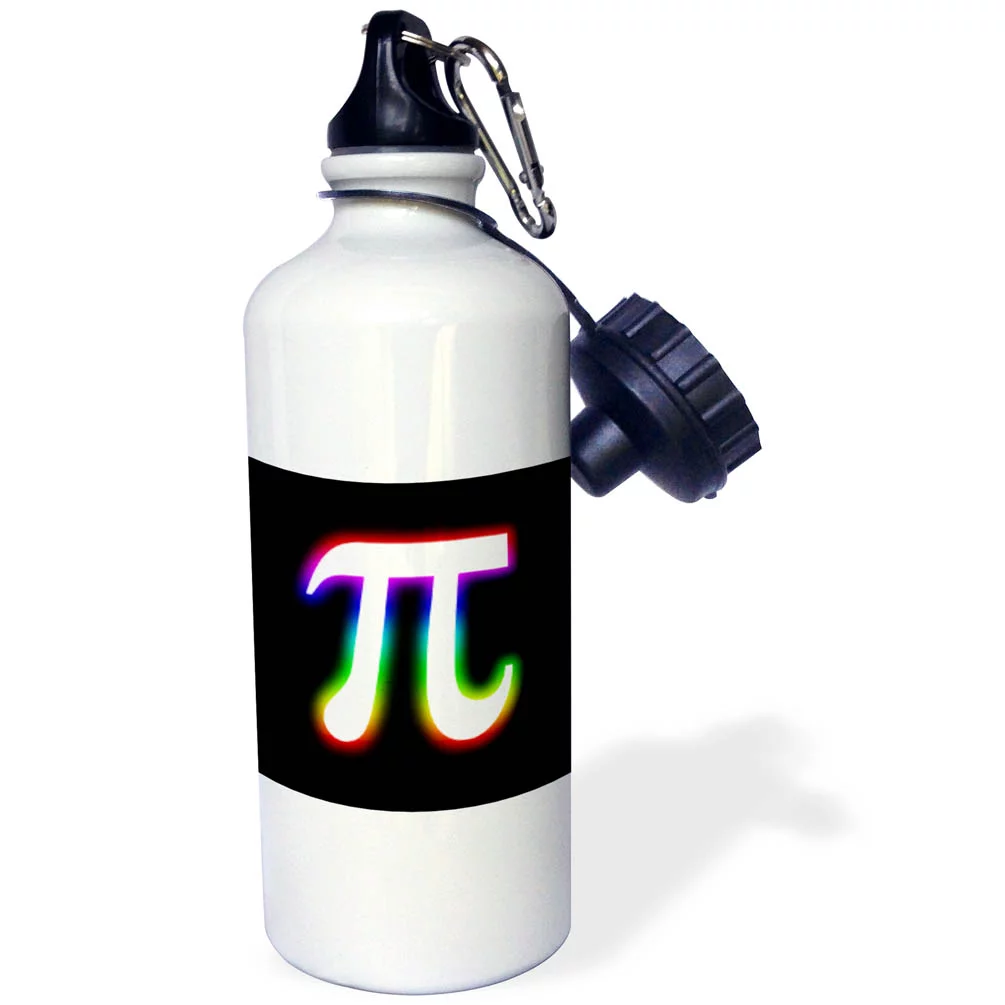 3dRose Pi Symbol glowing on black background, Sports Water Bottle, 21oz