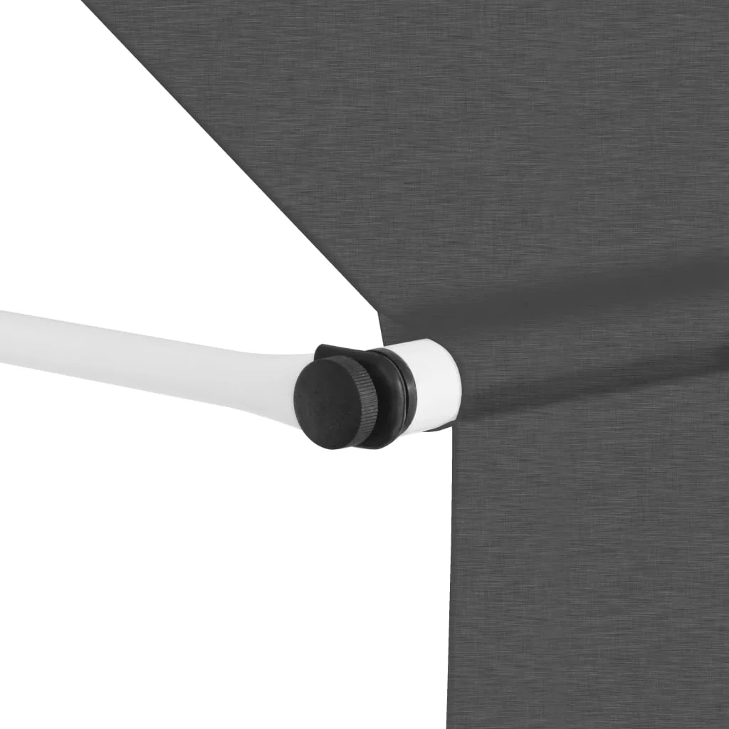 moobody Manual Retractable Window Awning Canopy Cover with Handle Crank Fabric PU Coating Steel Frame Door Overhead Canopy Sun Rain Snow Shade Shelter 59inch Width Anthracite