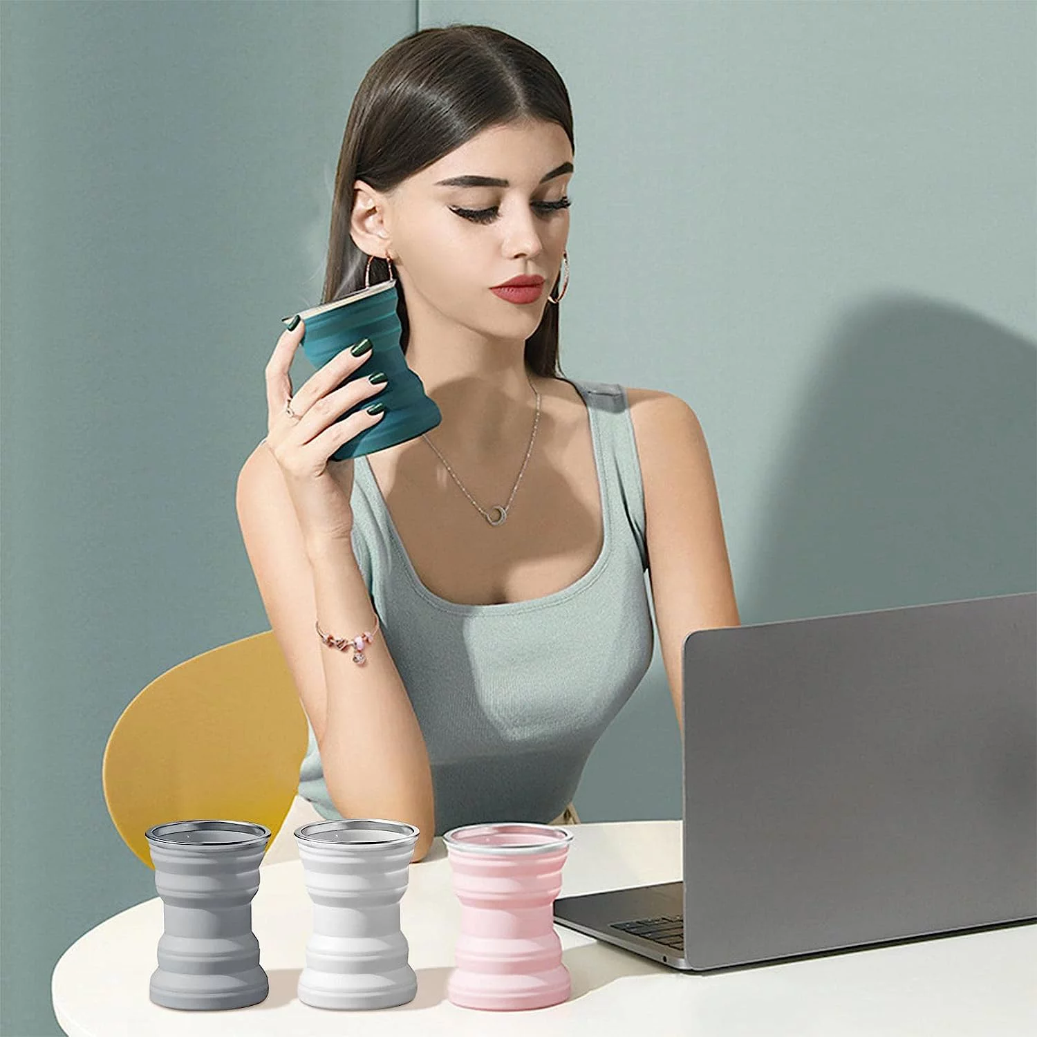 Collapsible Water Bottles - Collapsible Water Bottles For Travel 320 Ml, Reuseable Silicone Foldable Leak Proof Portable Sports Travel Water Bottles