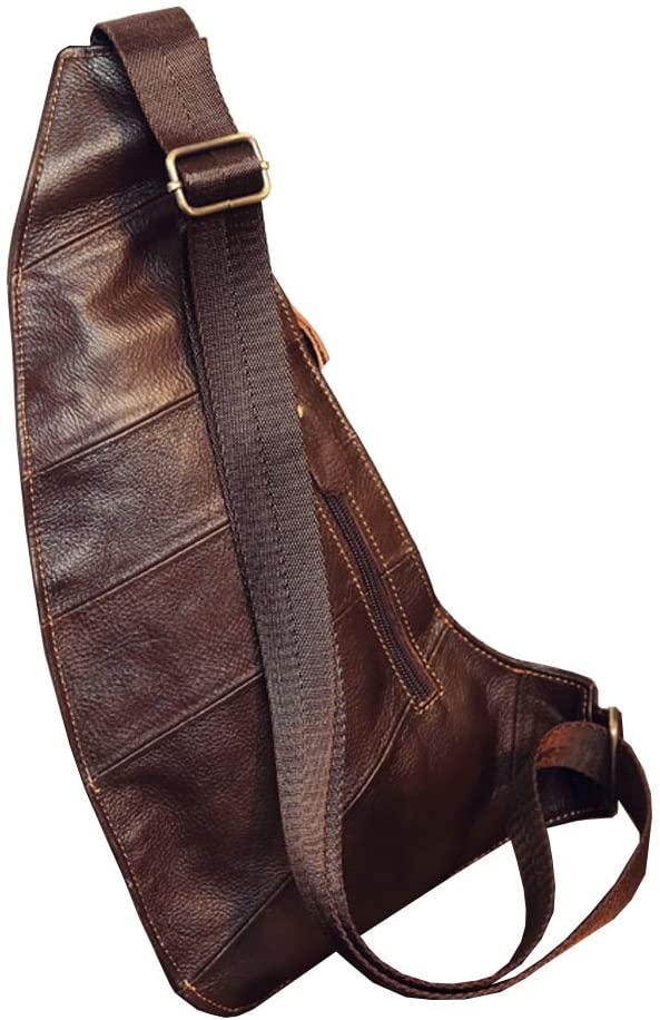 Leather Sling Bag Crossbody Backpack for Men Women Travel Outdoor Business Casual Hiking Camping Shoulder Chest Day Pack Daypack