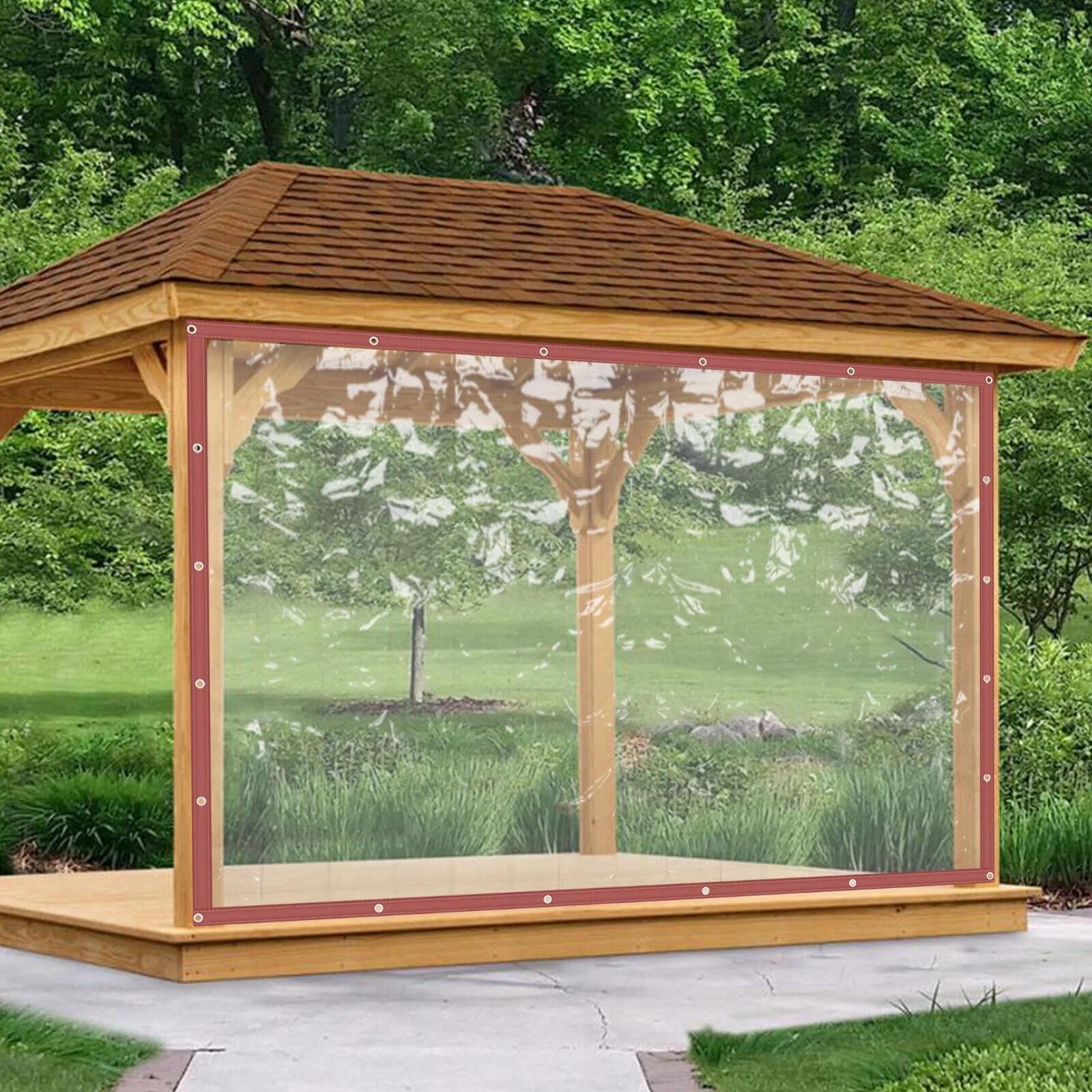 Water/Sun-proof Commercial Brown PVC Clear Awning Canopy Patio Roll Up Enclosure