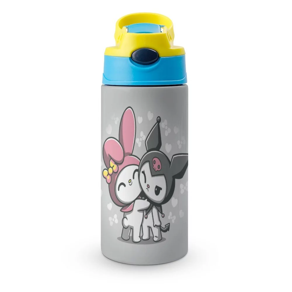My Melody Kuromi Cute Children's Water Bottle Vacuum Insulated Stainless Steel Cup With Straw Toddler Thermoses