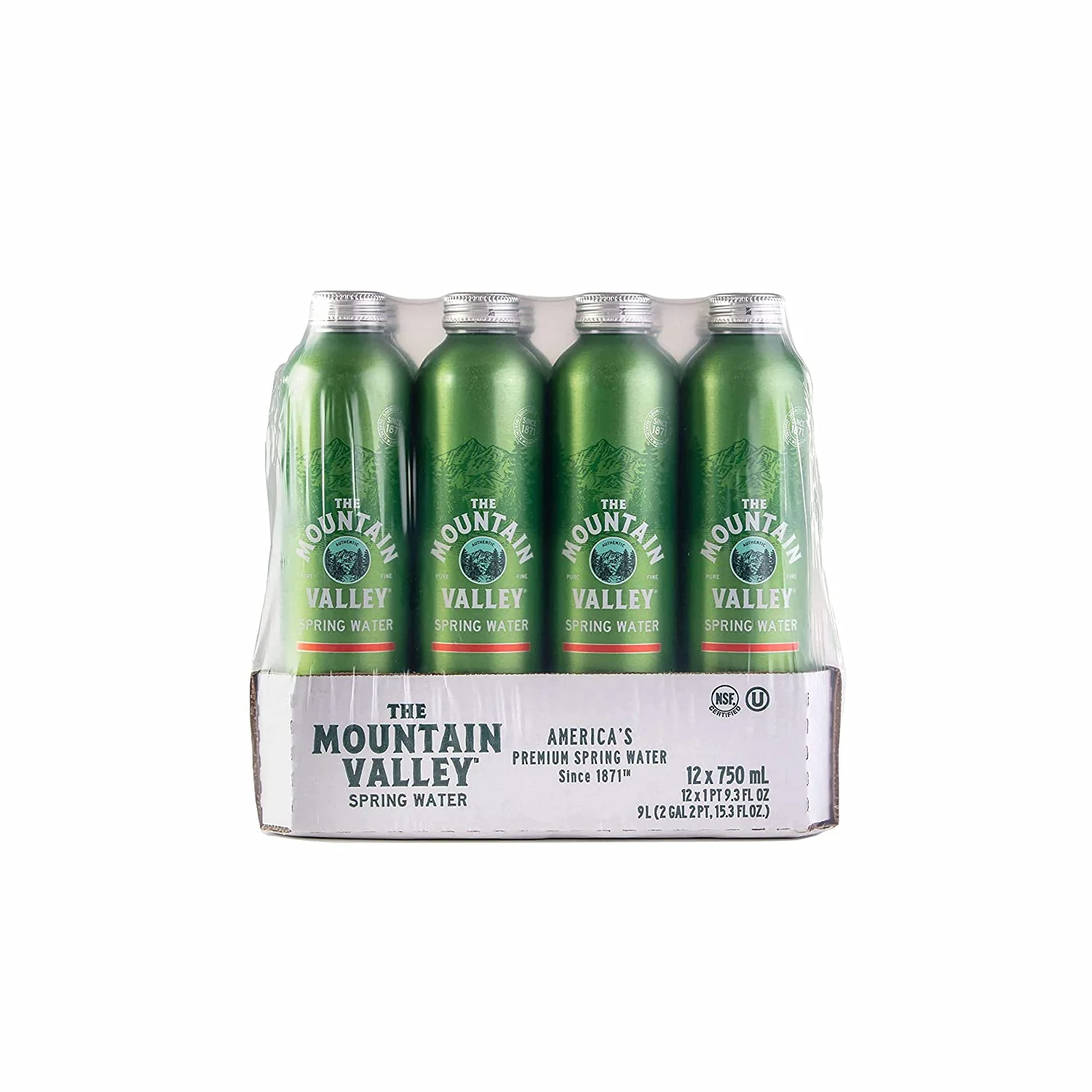 Mountain Valley, Spring Water, Aluminum Bottle, 25.36 ounces, 750ml (Pack of 12)