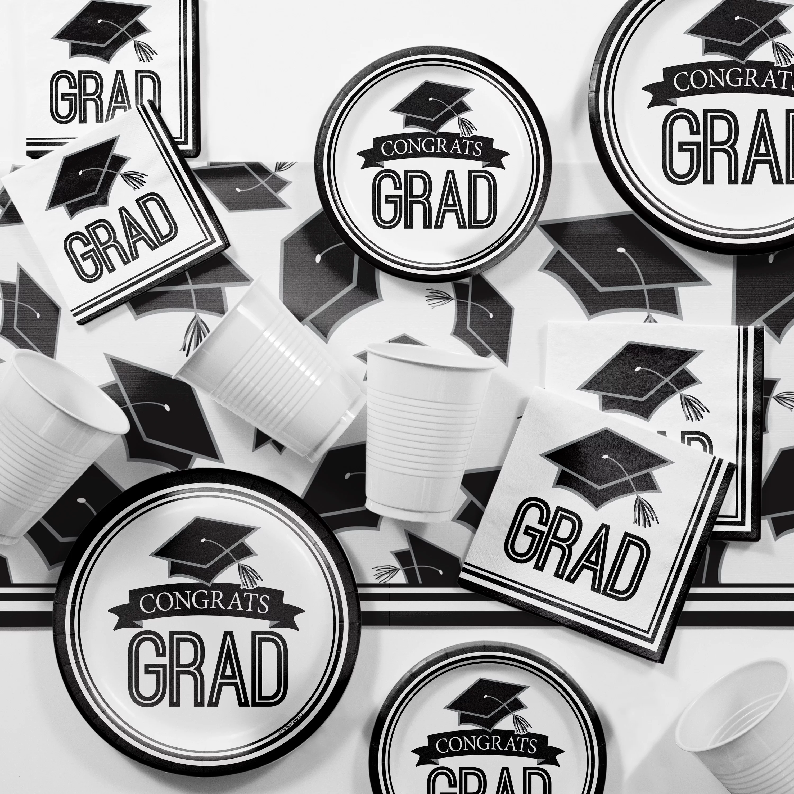 White Graduation School Spirit Party Tableware Kit for 18 Guests (Click to Select Color)