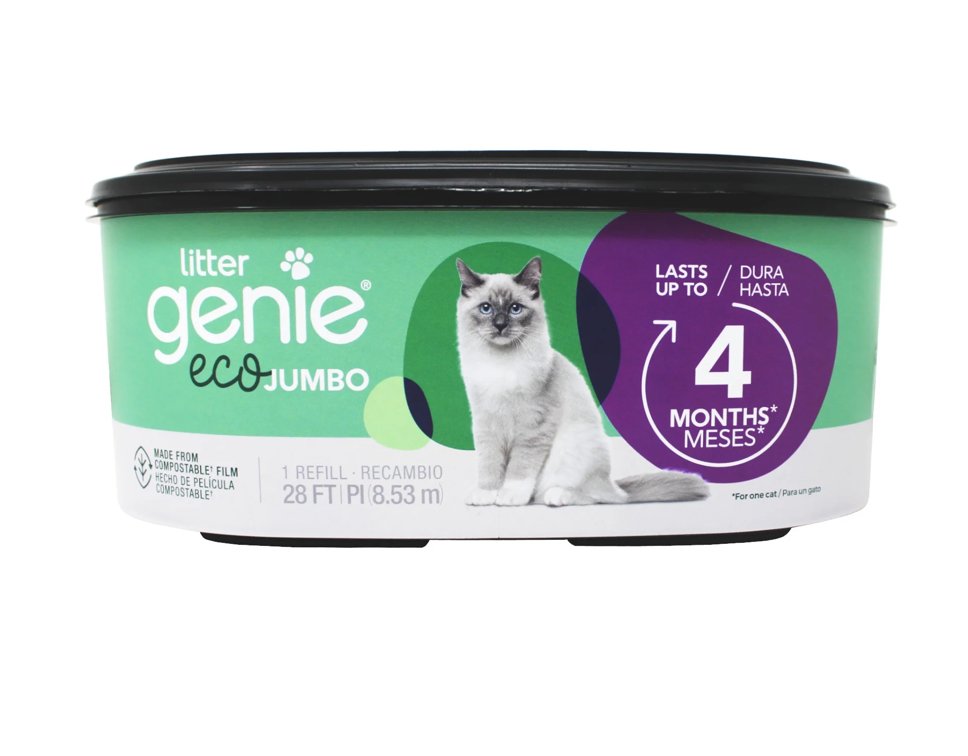 Litter Genie Jumbo Eco refill 28ft, 4 months - 6 Pack