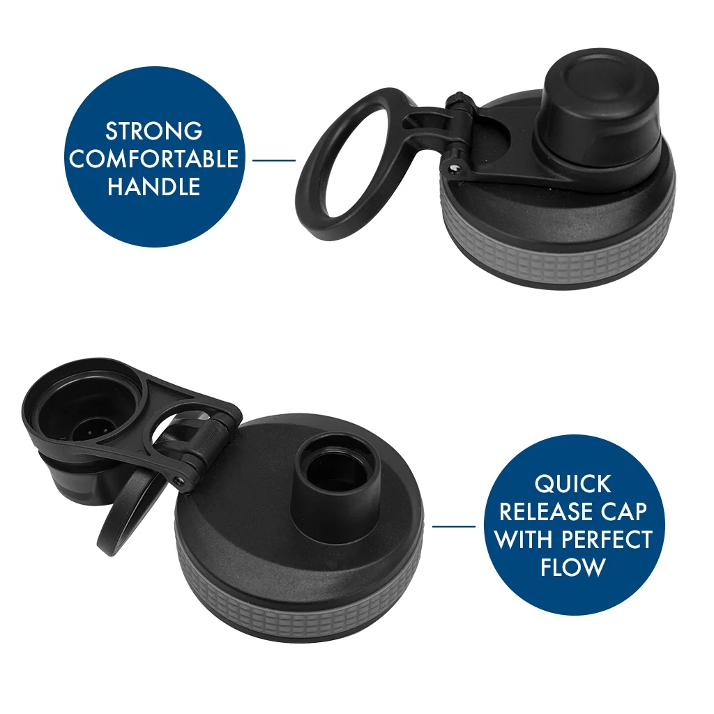 MIRA 12oz Insulated Kids Water Bottle with Spout Lid & Handle, Stainless Steel, Denim