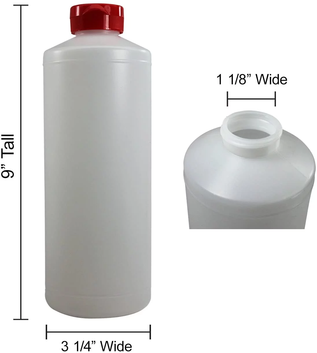 Pinnacle Mercantile Plastic Condiment Squeeze Bottles Dispensing with Red Flip Top Hinged Cap Large 32 oz Empty Set of 4