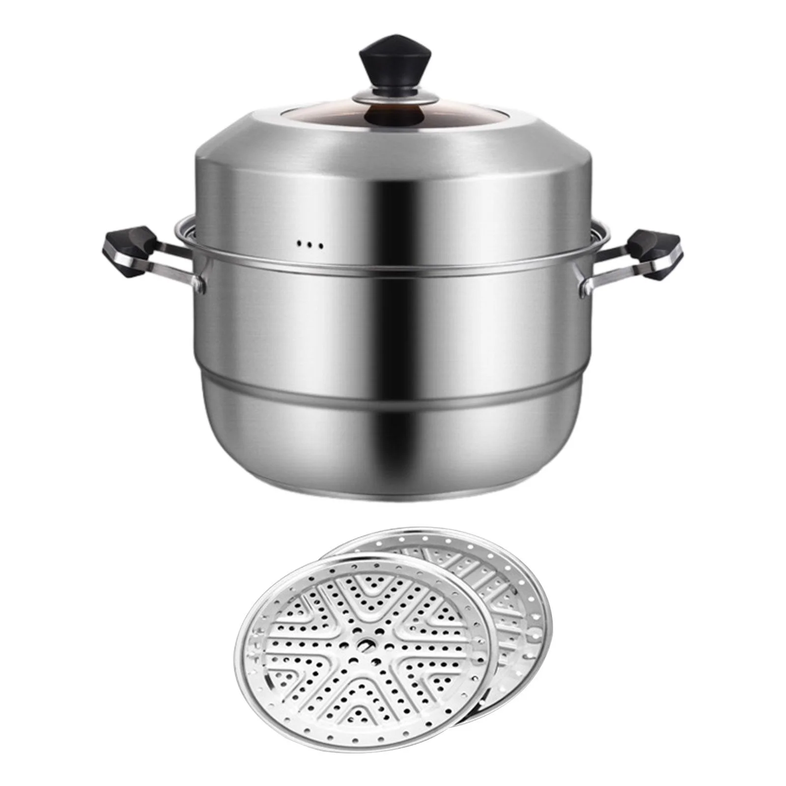 simhoa Steamer Pot Kitchen Steamer Cooker Stock Pots Versatile Soup Pot Cooking Pot Kitcken Cooking Tool for Food Sauce Egg Vegetable 2 Tier