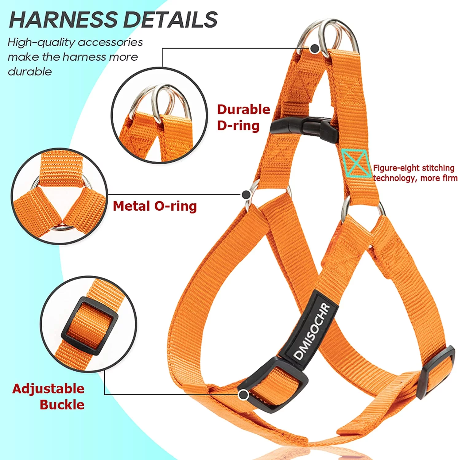 DMISOCHR Dog Harness and Leash Set with Collar - Step in No Pull Dog Harness