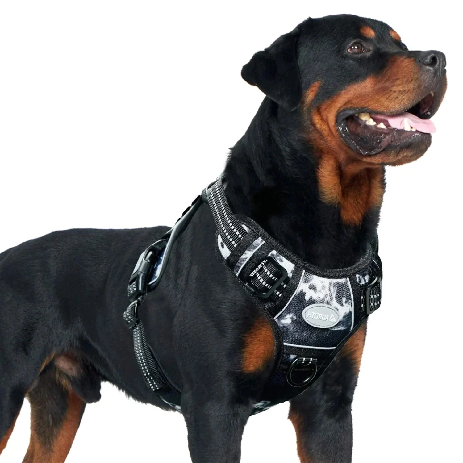 Auroth Tactical Dog Harness Adjustable Metal Buckles Dog Vest with Handle, No Pulling Front Leash Clip - Gray