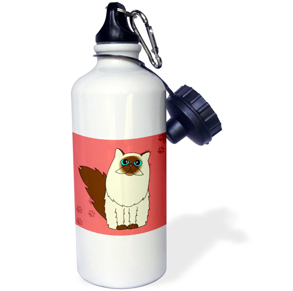 3dRose Himalayan Long-haired / Persian Cat Paw-print, Sports Water Bottle, 21oz