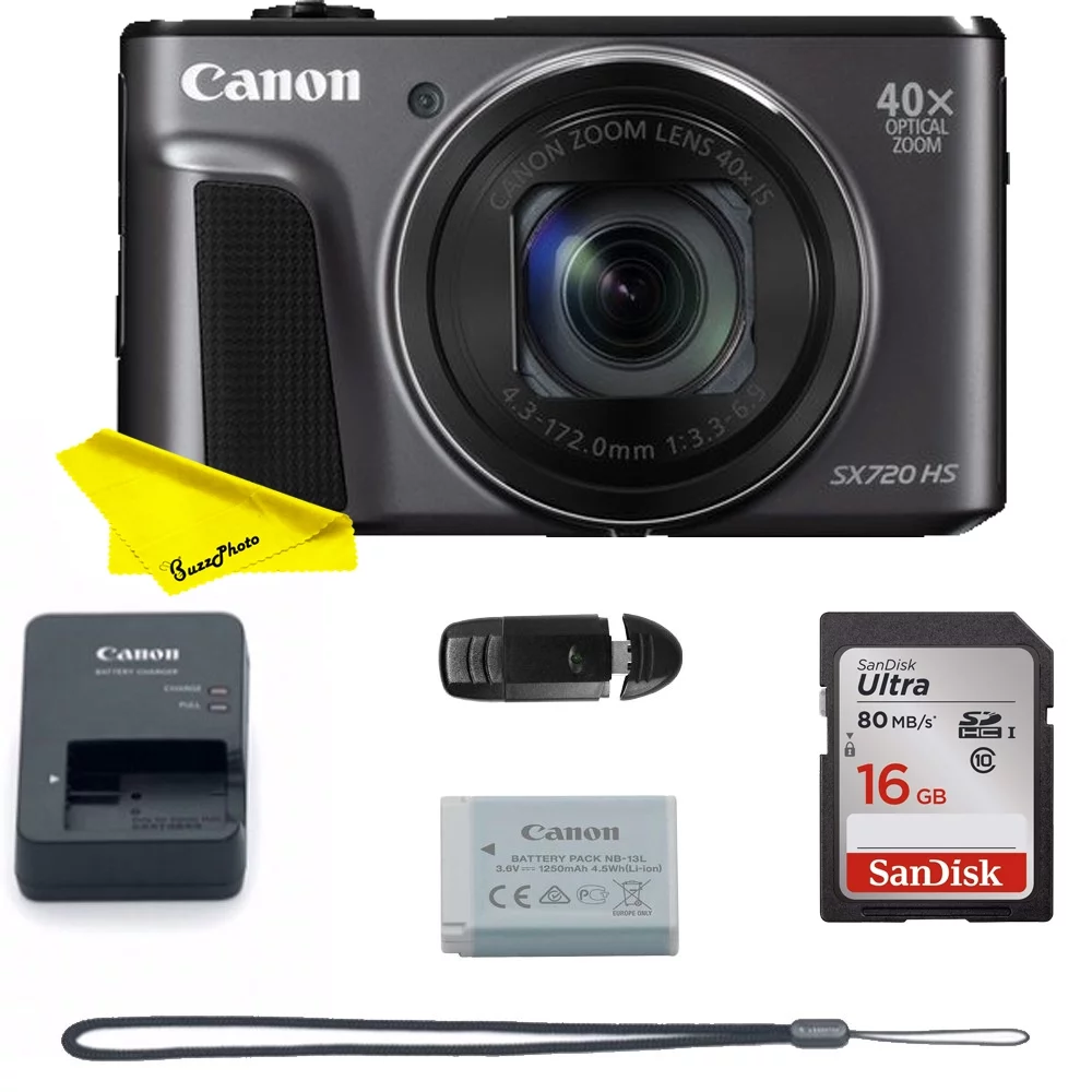 Canon PowerShot SX720 HS 20.3MP Digital Camera + Buzz-photo Essential Accessories Bundle