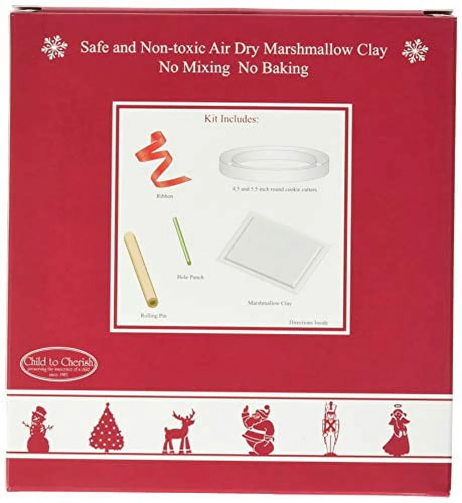 Child to Cherish Marshmallow Clay Baby Handprint or Footprint First Christmas Ornament Kit
