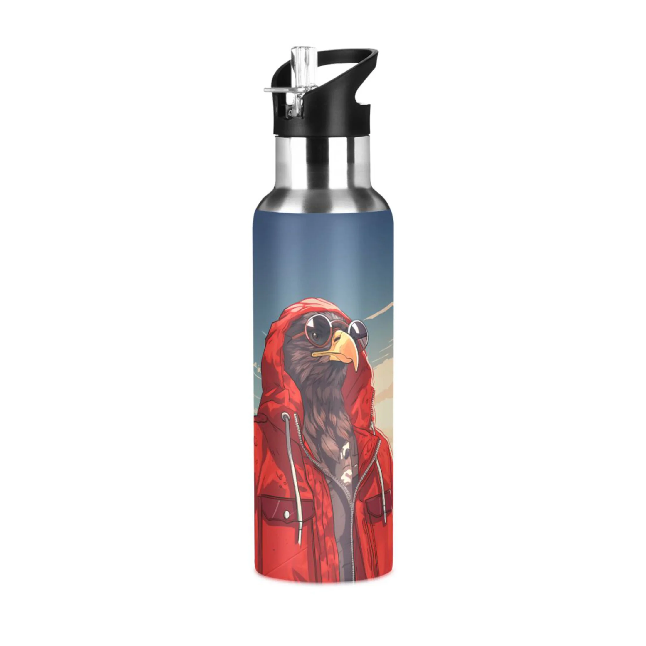 Cool Eagle Landscape Water Bottles Insulated Thermos Kids Stainless Steel Bottle with Straw Lid Flask Leakproof for Sports Gym 20 oz