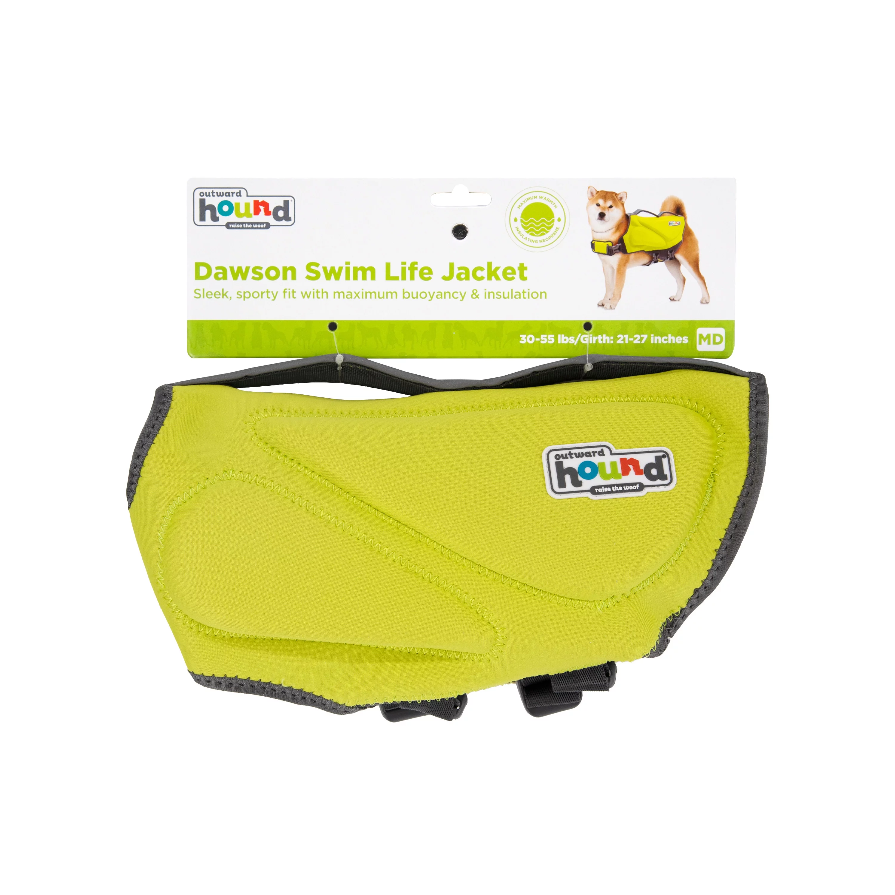 Outward Hound Dawson Swim Dog Life Jacket, Green, Medium