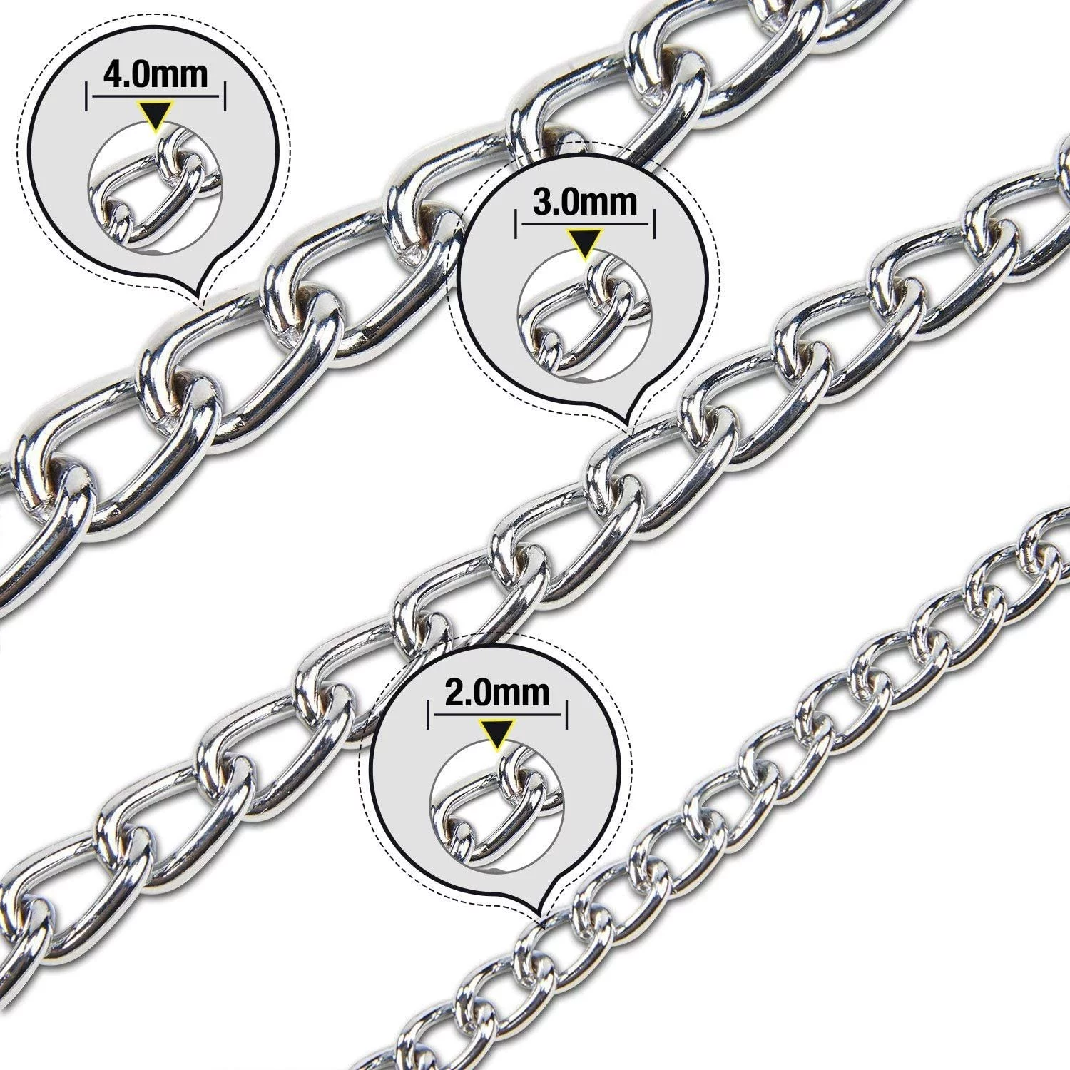 Chrome Plated Metal Dog Leash Chain Lead Heavy Duty Chew Proof Leash with Padded Handle Walking Traffic Training Traveling，6'/4.0mm Large Chain