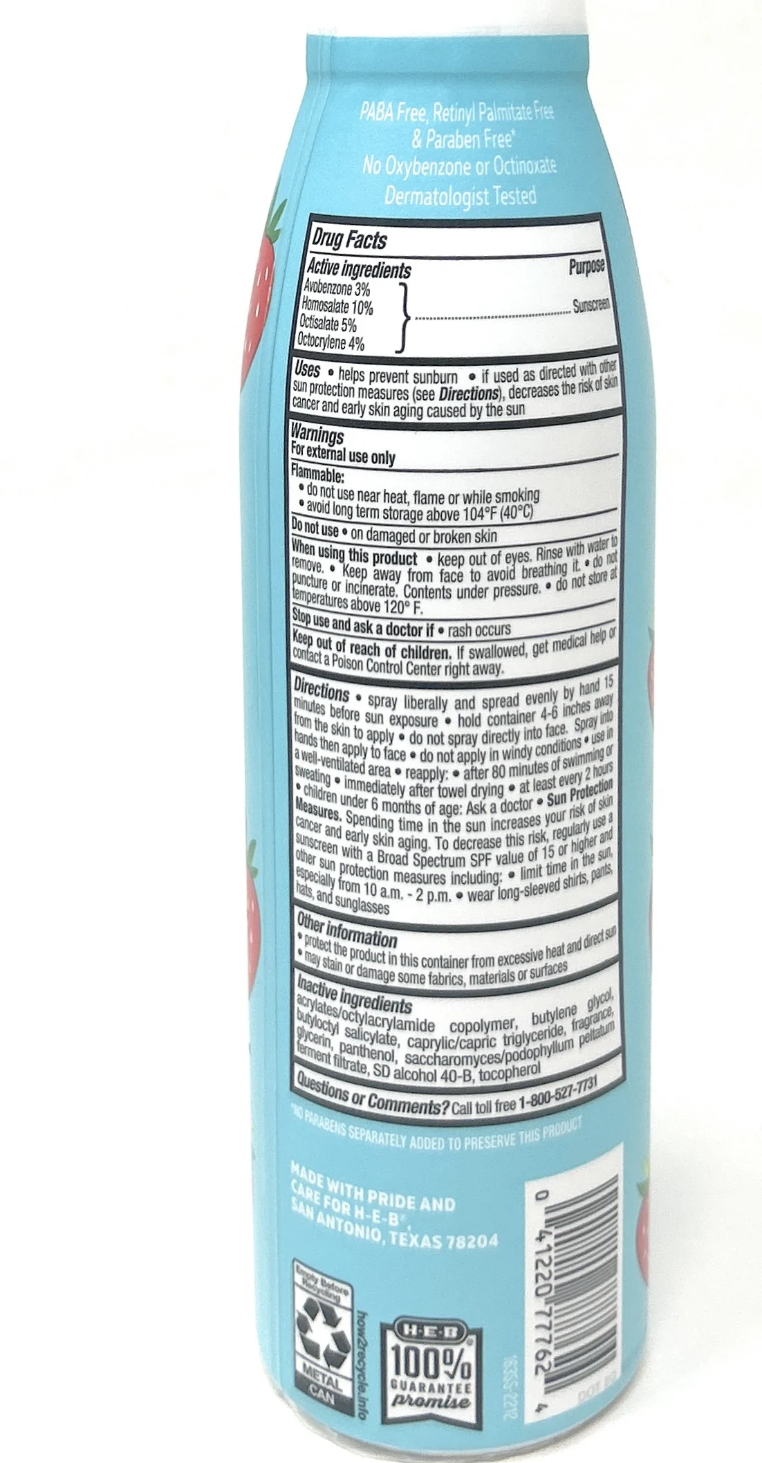 H-E-B Strawberry Daiquiri Scented Sunscreen Spray - SPF 50 - 5.5oz bottle