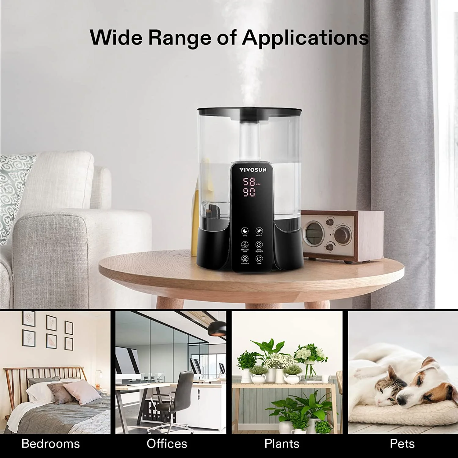 VIVOSUN Air Humidifier, 6L 2-in-1 Cool & Warm Mist Humidifier