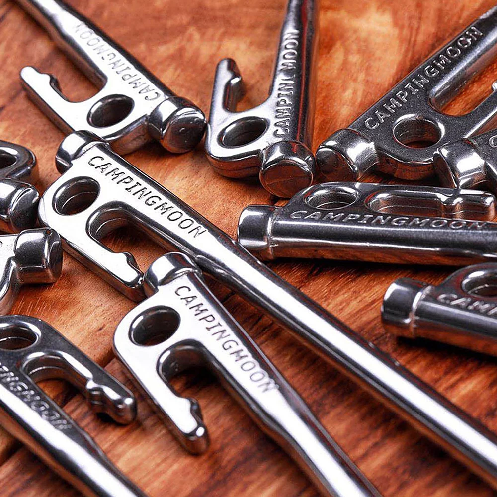 Tomfoto Heavy Duty Steel Tent Stakes Pegs with Hook and Hole Design for Outdoor Backpacking Camping Tent Canopy
